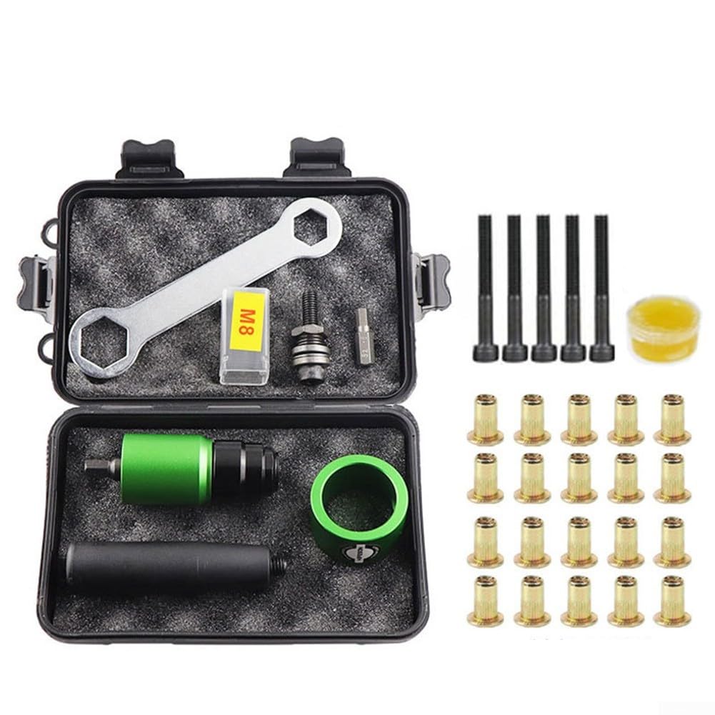 Kit adattatore per rivetti elettrici, in lega di alluminio, per M3-M8, converte trapano in rivettatrice con mandrini e dadi (8)