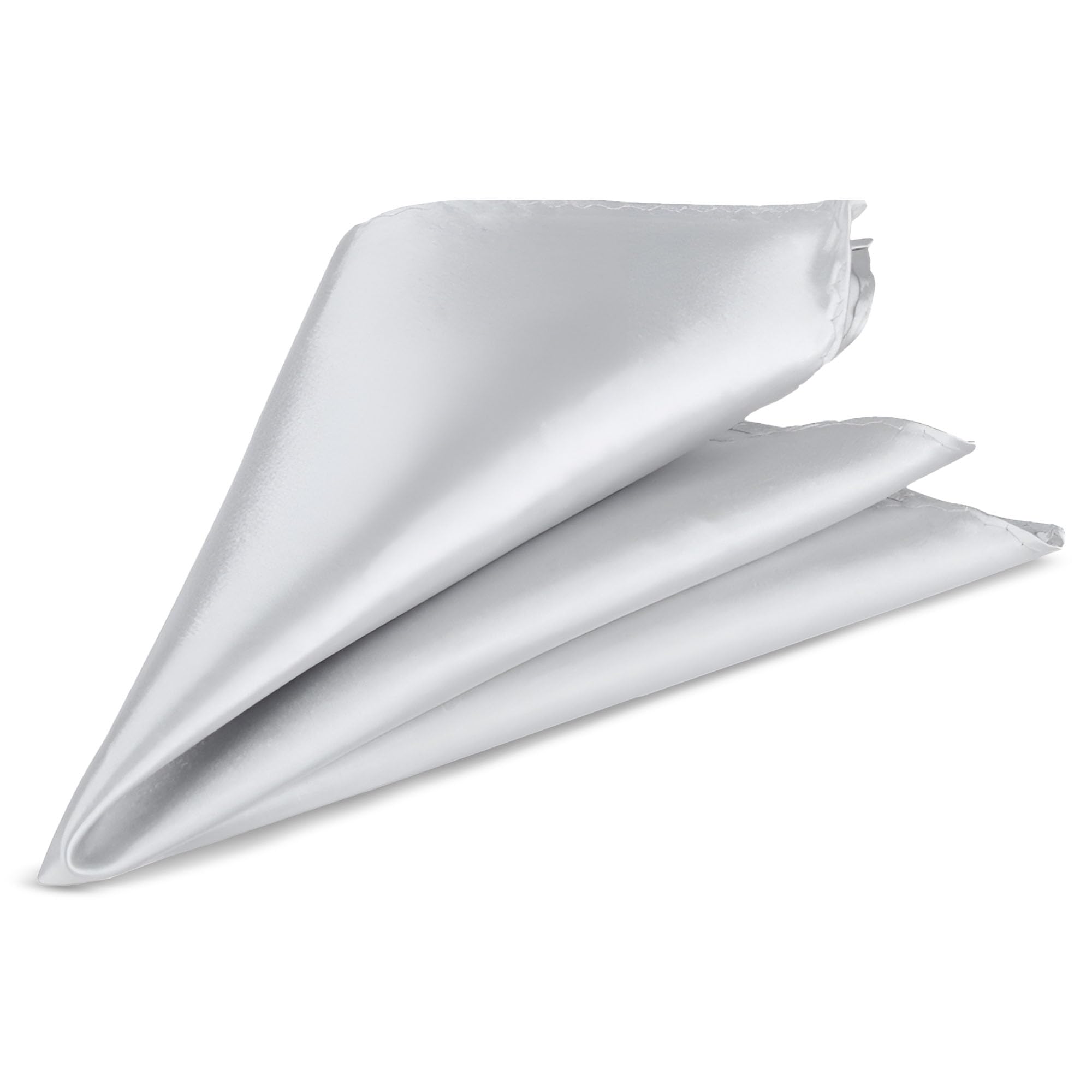 WedDecor Silver Men's Pocket Square Plain Formal Suit Handkerchief