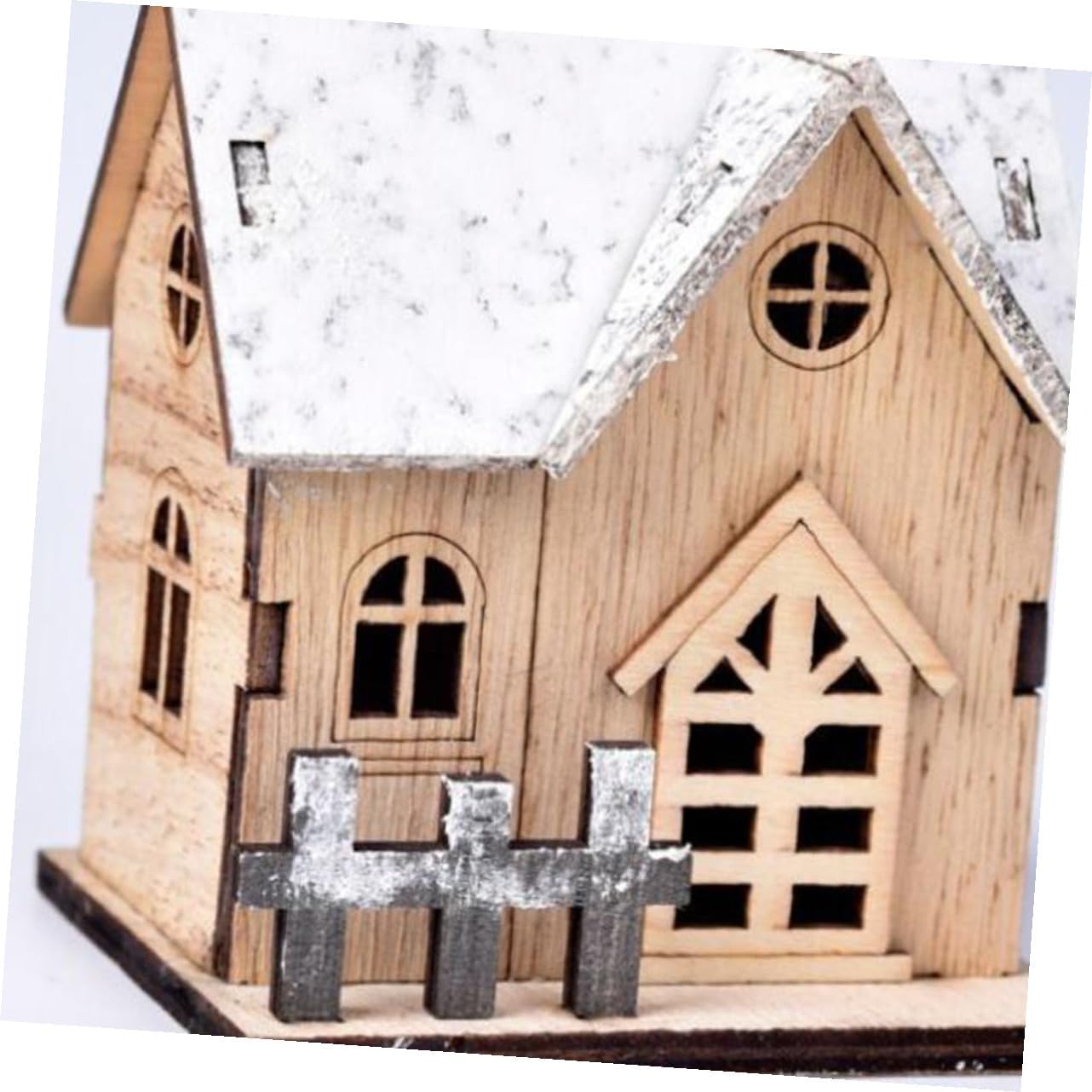 3Pcs Luminous Wood Xmas House Decor Festive Christmas Ornaments for Home Store and Restaurant and Holiday Decoration