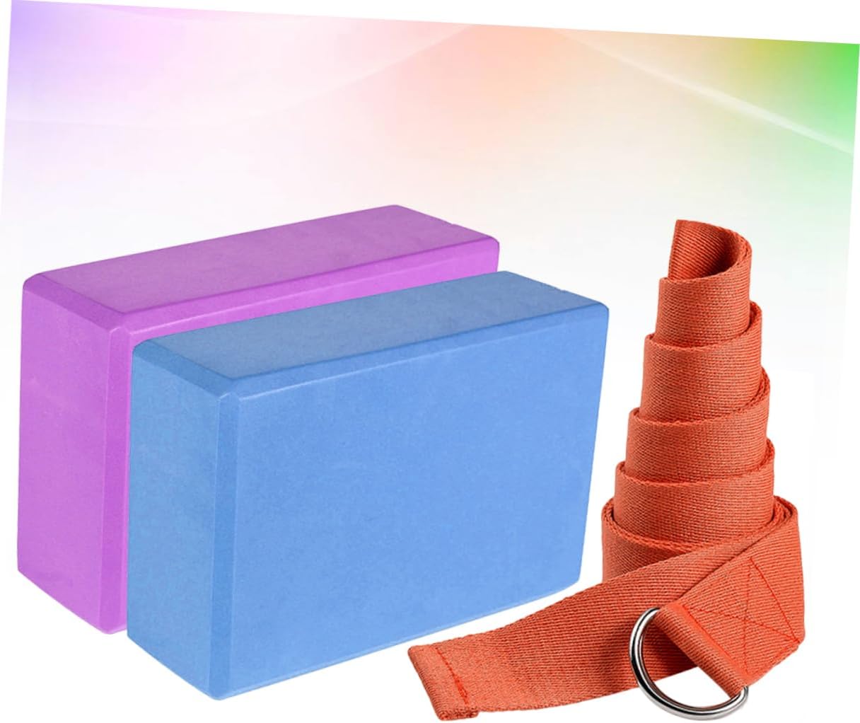 1set Eva Yoga Block Set Supportive Bricks and Stretching Belt Non-slip Material for Flexibility and Balance Workouts Random