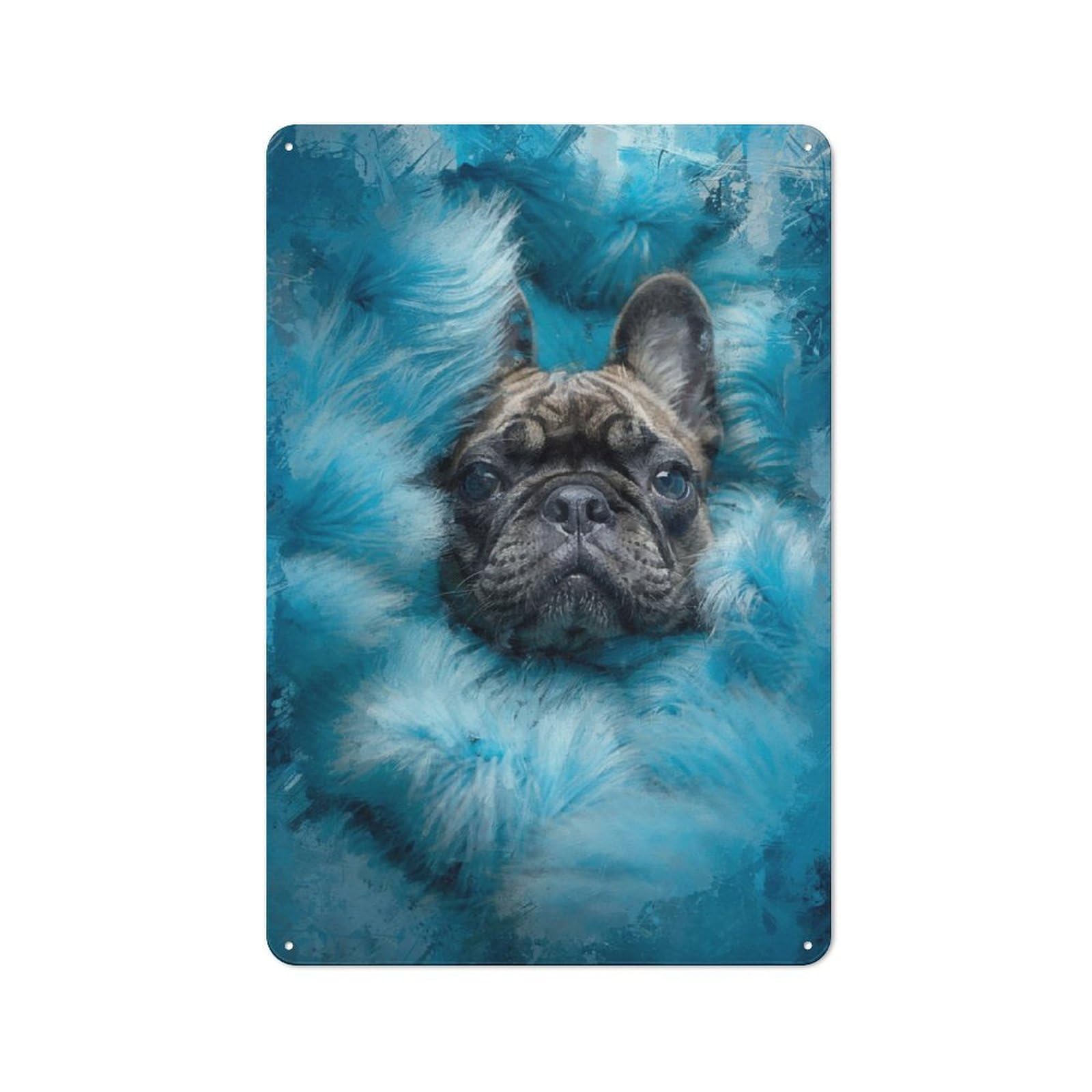 French Bulldog Puppies Rustic Tin Sign 30x20cm for Pub Or Café, for Collectors Building A Themed Wall Display