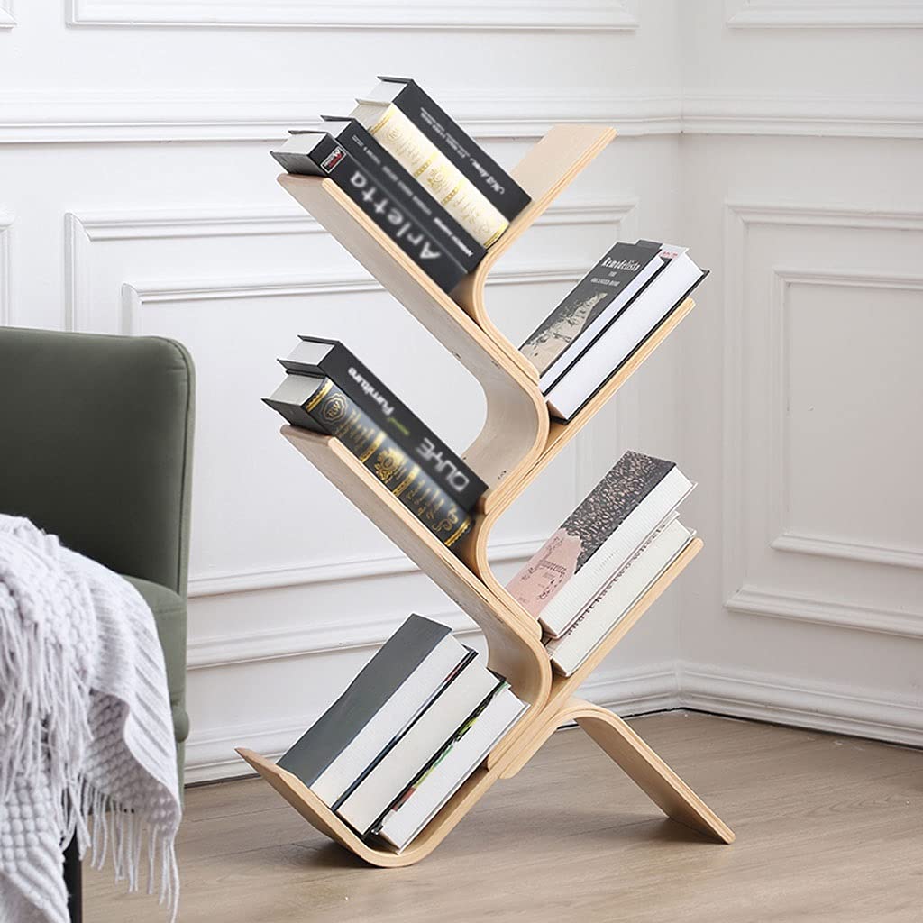 Estantería Estantería para libros de escritorio Estantería pequeña de madera en forma de árbol Estante de piso simple de múltiples capas Estante para archivos de oficina Estantería para sala de estudi
