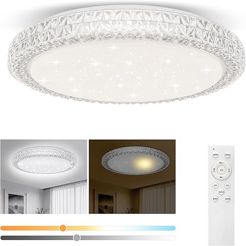 Miniatura 9 de OOWOLF Lámpara de techo LED, 40 W, 15.4 pulgadas, luz de techo regulable, brillo ajustable, lámpara de techo moderna cerca de luces de techo para