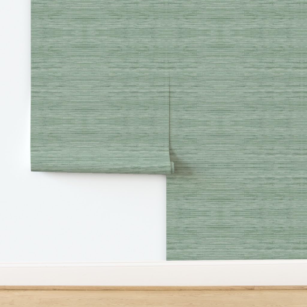 Removable Wallpaper Swatch - Soft Sage Green Faux Grasscloth Textured Look Coastal Custom Pre-Pasted Wallpaper by Spoonflower