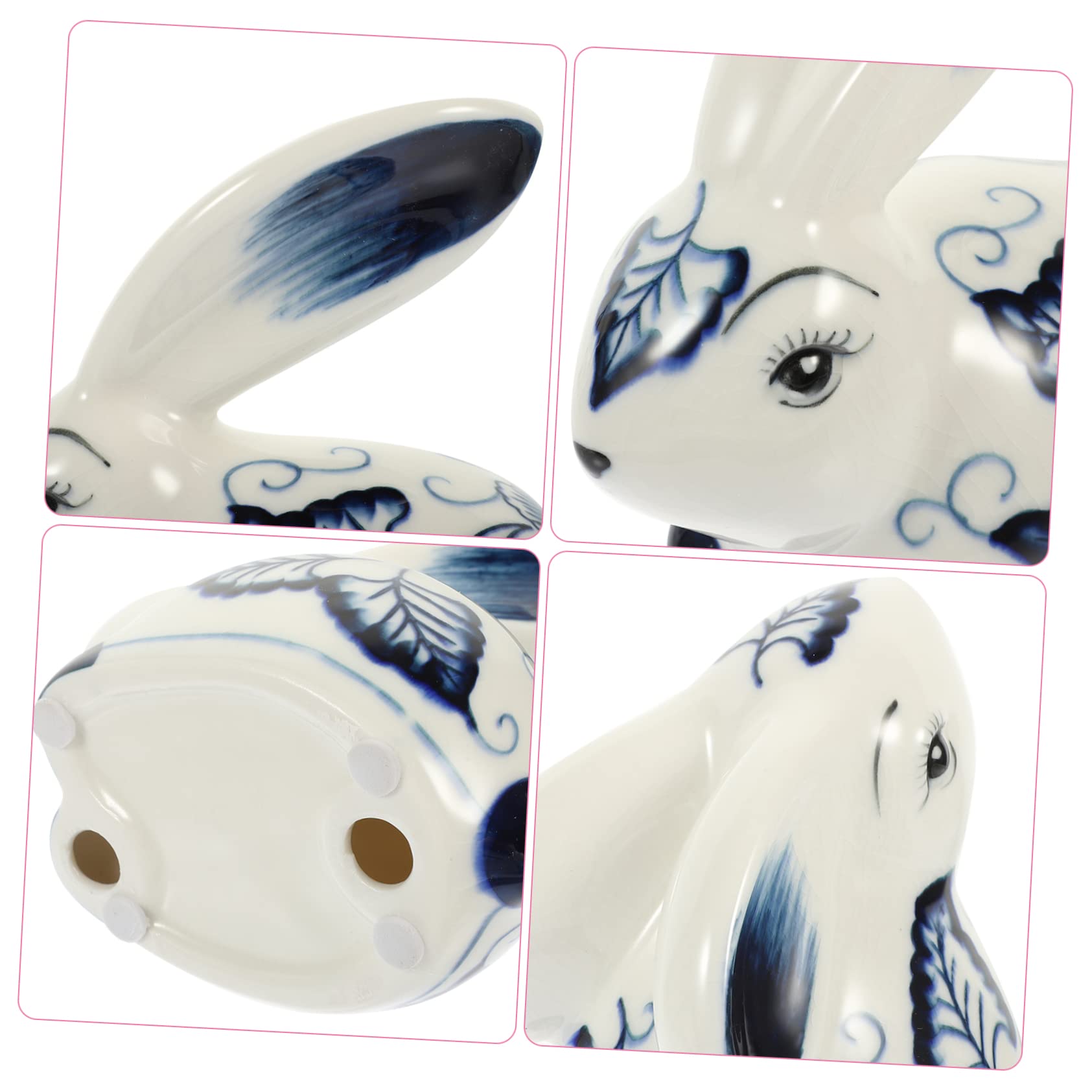 TOPBATHY Statuette di Coniglio in Ceramica Bianco 2 Pezzi, Decorazione la Casa Elegante e Creativa, per Decorazioni Pasquali o Arredamento Desktop