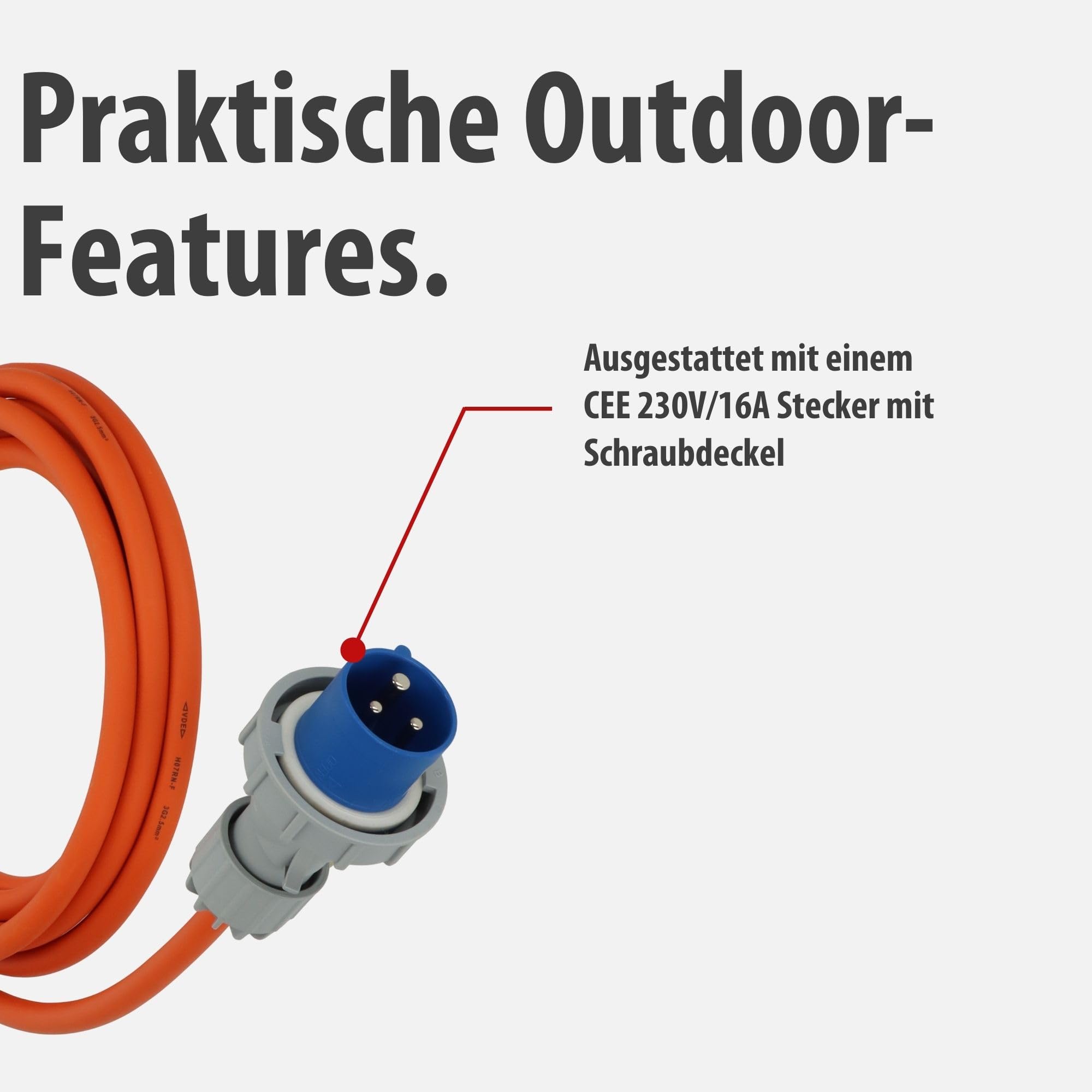 Brennenstuhl CEE Verlängerungskabel mit 3-Fach Verteiler (2m H07RN-F 3G2,5, 3X CEE 230V Kupplung 16A, Schutzart IP67, max. 3680W Gesamtleistung, für Camping, Outdoor, Marktstände)