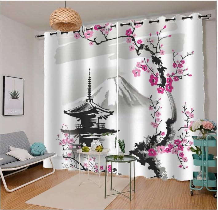 Rideaux Style Japonais Chambre pour Adultes Art Japonais Rideau Occultant Chambre Fille Garcon Rideaux Chambre Ado Isolation Thermique et Réduction du Bruit Rideau （200x200 cm）
