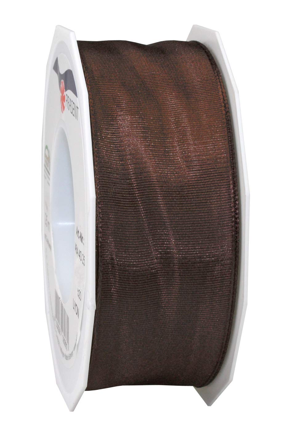 PRÄSENT Lyon Band mit Drahtkante Ebenholz, 25 m Dekoband zum Verzieren & Basteln, 40 mm Breite, leicht biegsames Schleifenband, für Festliche Dekos zu besonderen Anlässen