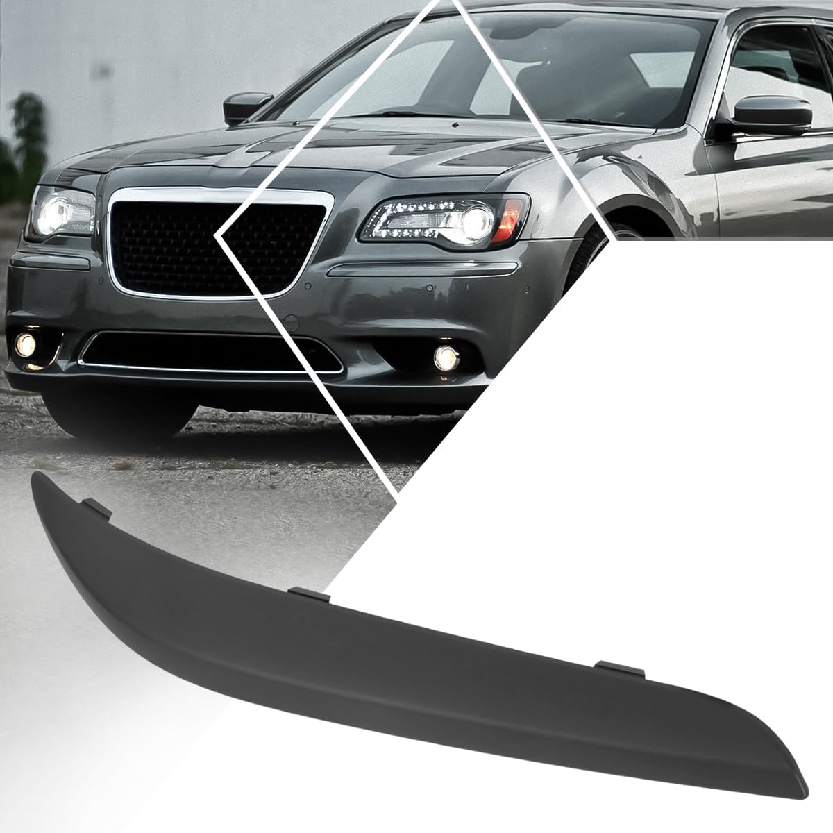 Factory Style Front Right Passenger Side Bumper Cover Molding Compatible with 12-14 Chrysler 300,Primered Black