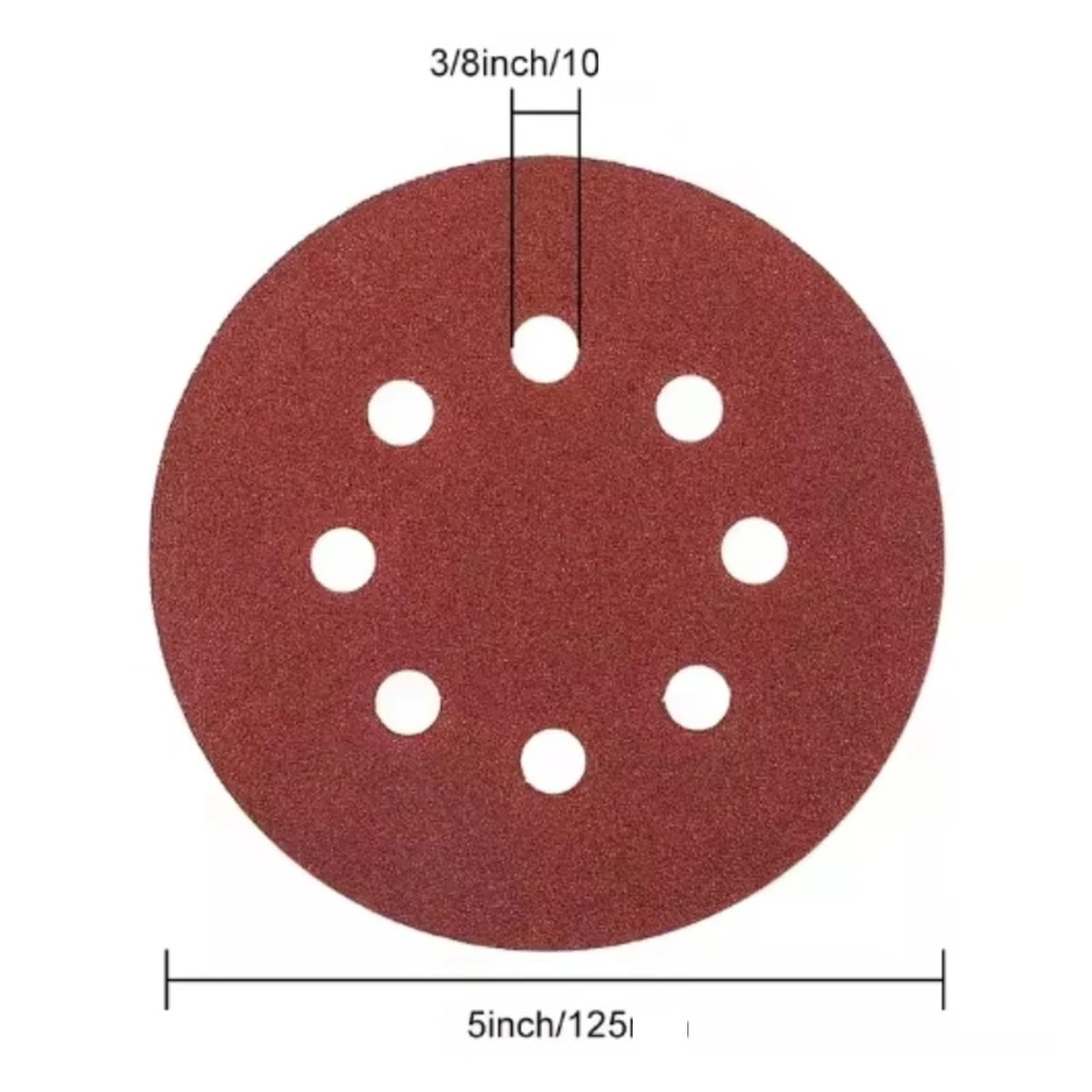 100 pz 5 pollici 125.0mm 8 fori Hook Loop dischi abrasivi carta vetrata 240 400 grana for levigatrice orbitale casuale Per levigatrici(Red-p800)