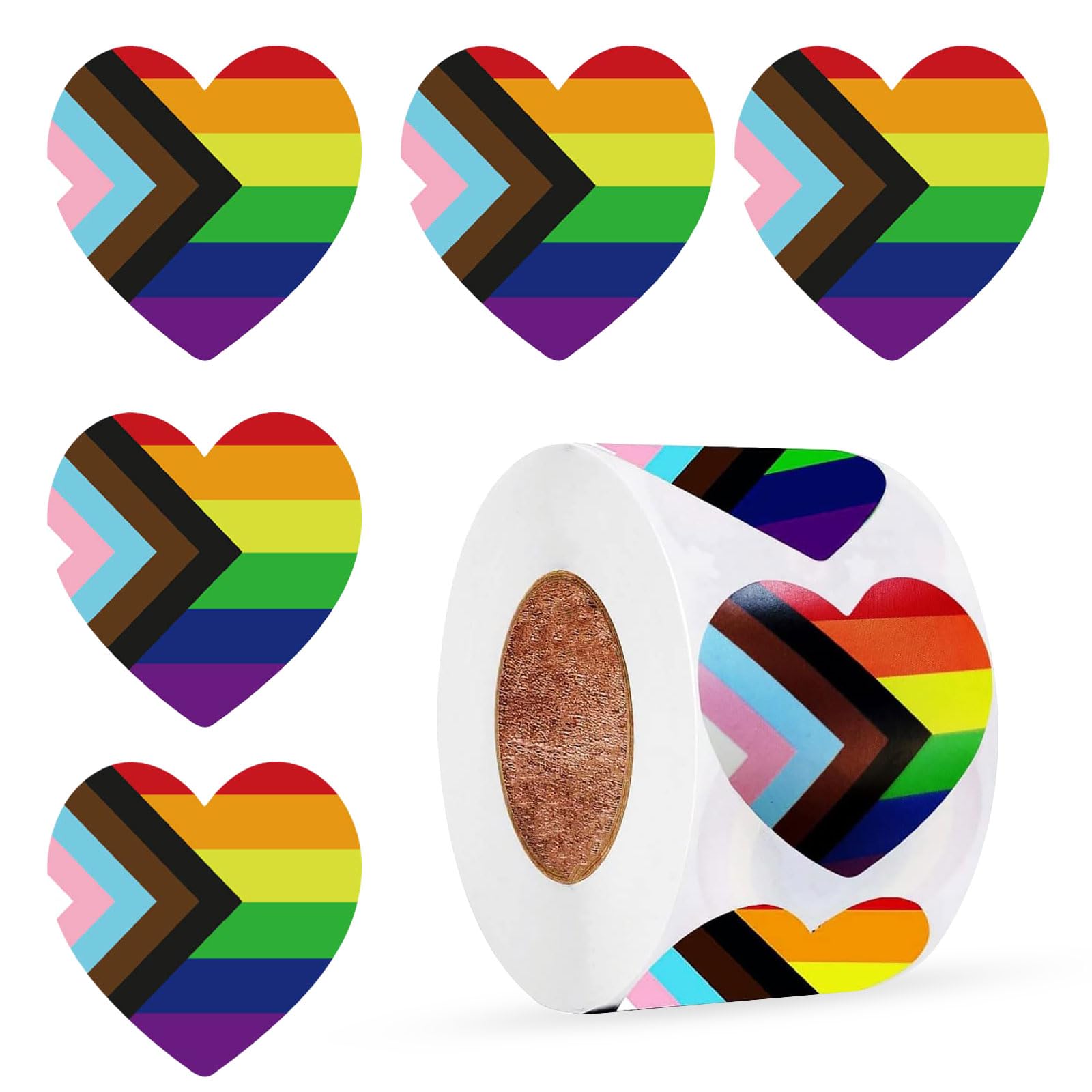Iwiio Multicolor Pride Stickers - 500Pcs Gay Pride Accessories Heart Shape Rainbow Stickers For Lgbtq Lesbian Bisexual Pride Month Parades Pride Decorations