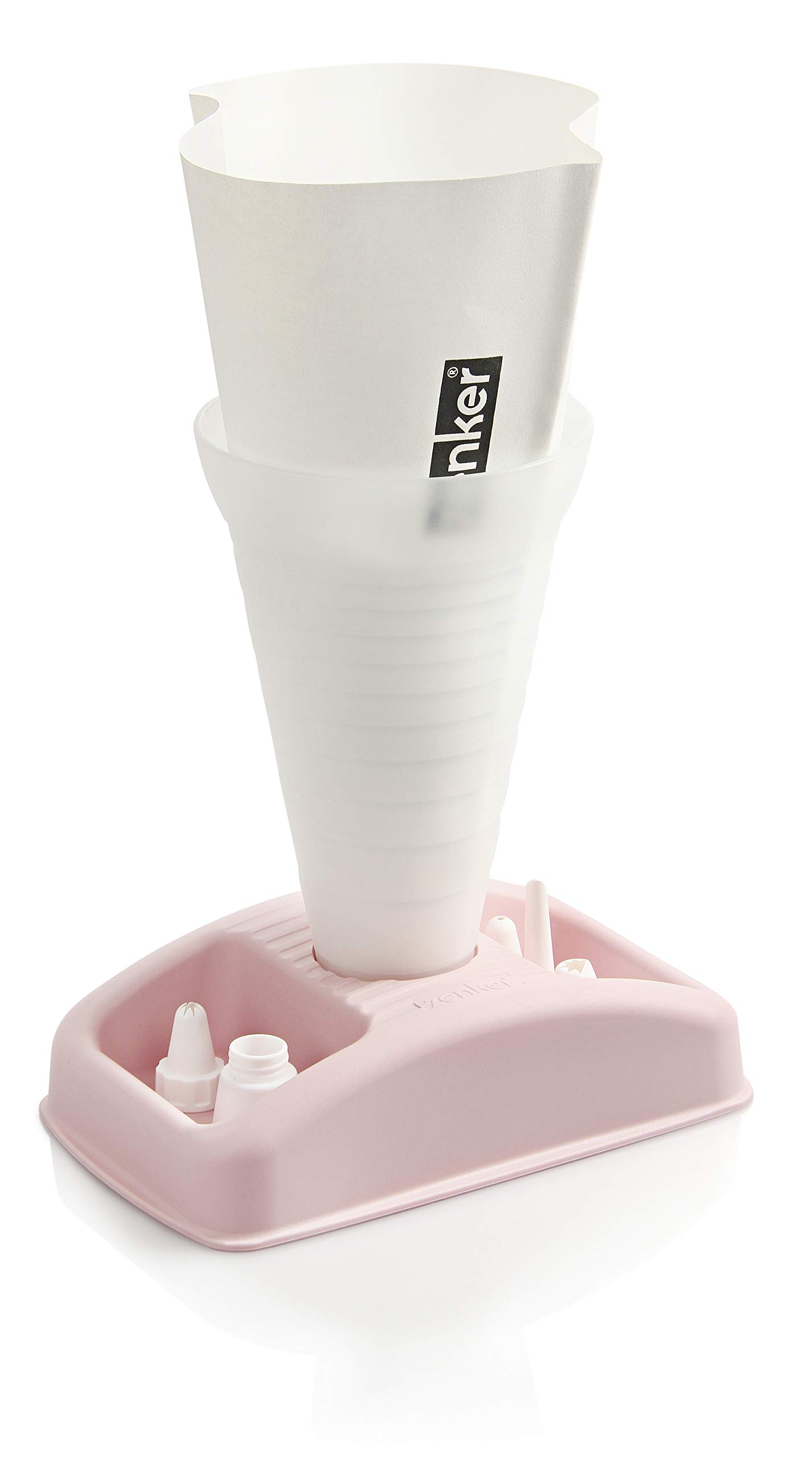 Zenker 44733 Piping Bag Holder, Plastic, Pink/Transparent, 20 x 12 x 13 cm