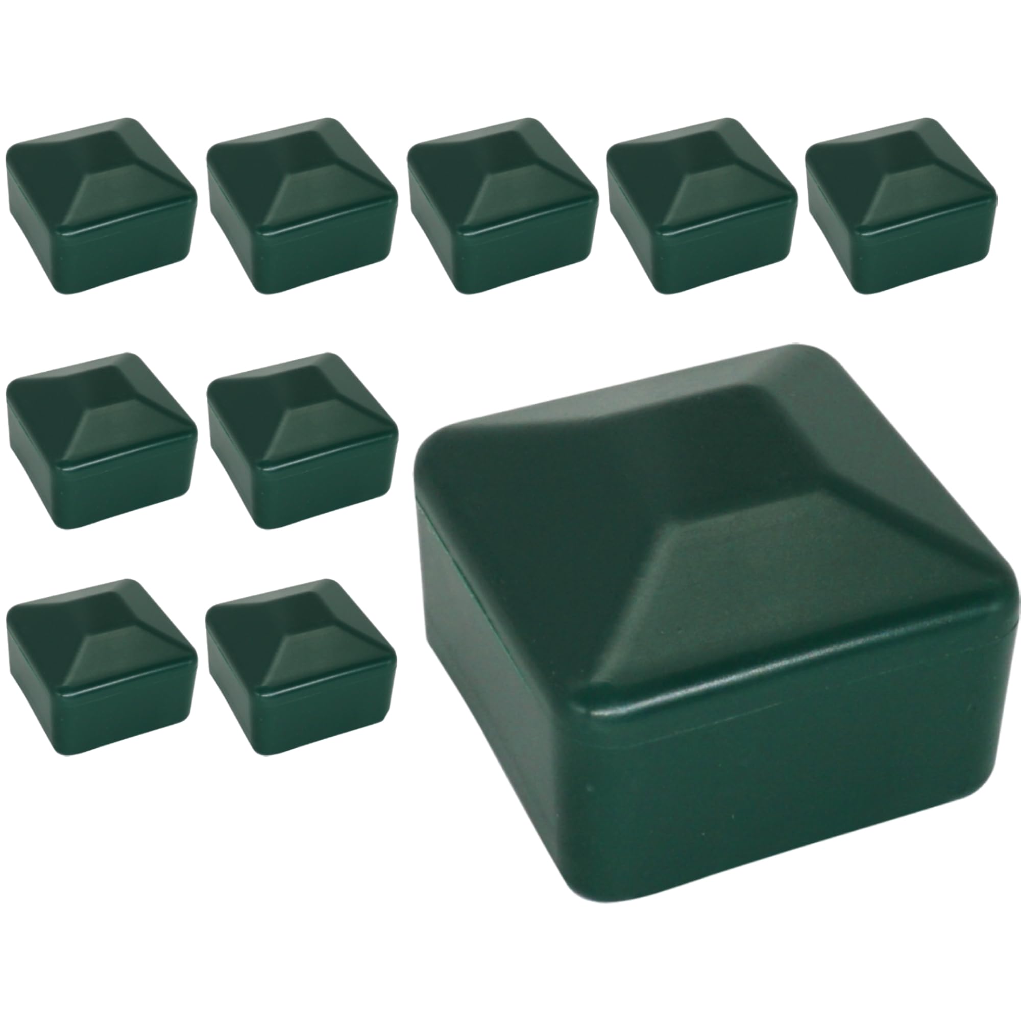SKIR'CO (10 pcs) Fence Post Caps, Square 40 x 40 mm Green Plastic Caps for Fence Posts Moss Green RAL 6005 Colour