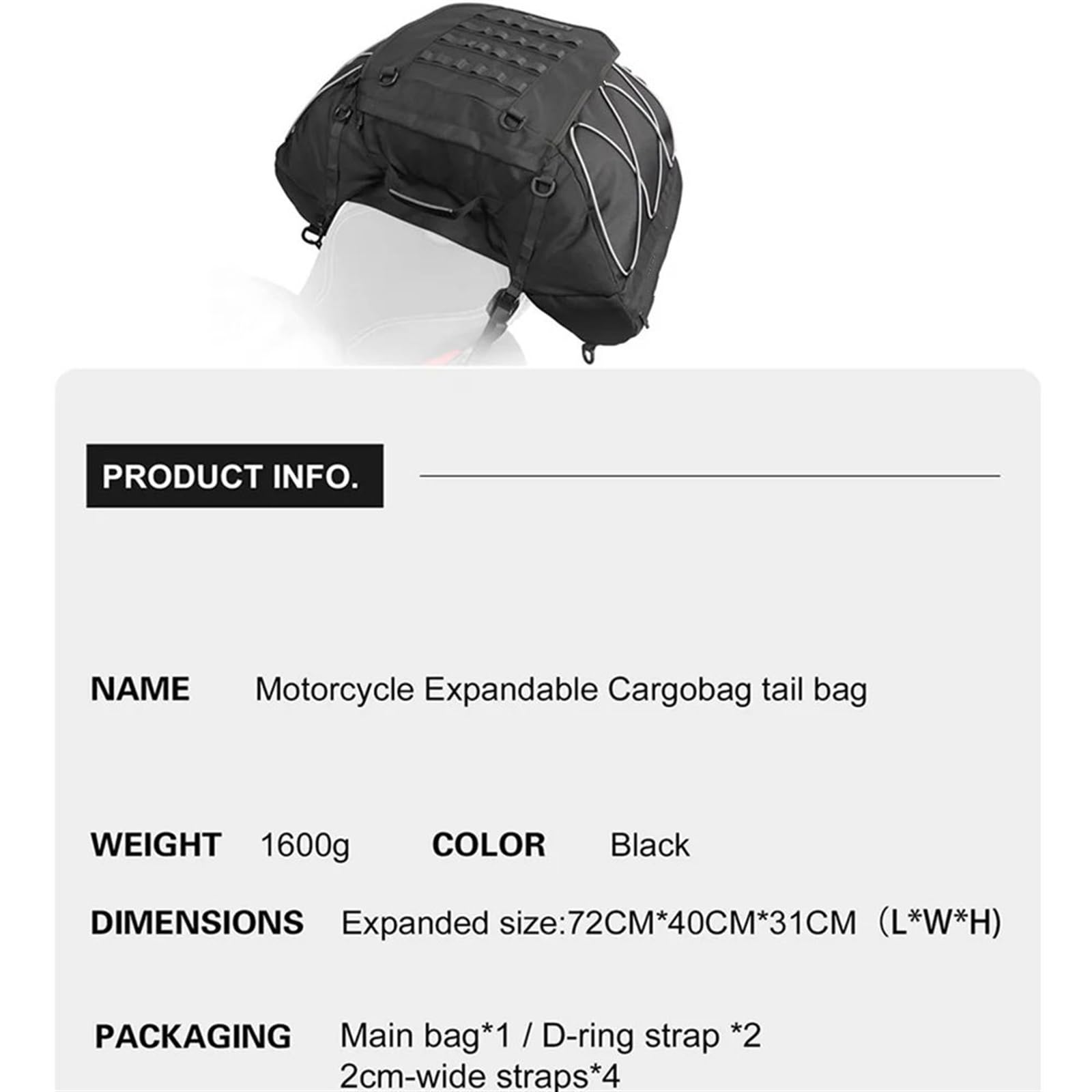 Bolsa Lateral para Casco De Moto Bolsas para Sillín Bolsa Carga Expandible para Motor, Bolsa para Portaequipajes para Deportes Motor, Bolsa Equipaje para Baúl De 35 L A 50 L