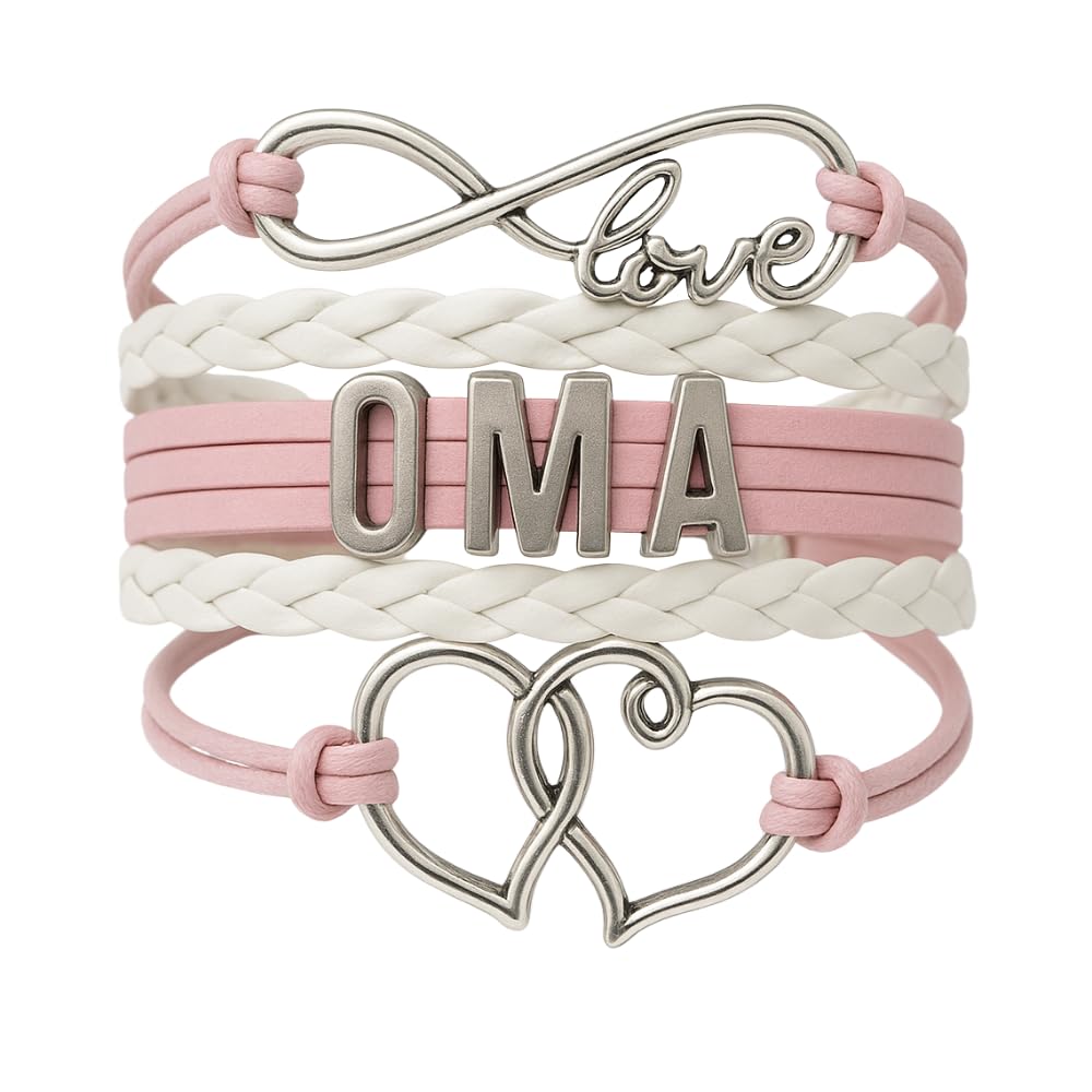 Oma Gift, Oma Pink Infinity Charm Bracelet for Women, Oma Jewelry, Gift for Grandma, Grandma Jewelry, Gender Reveal
