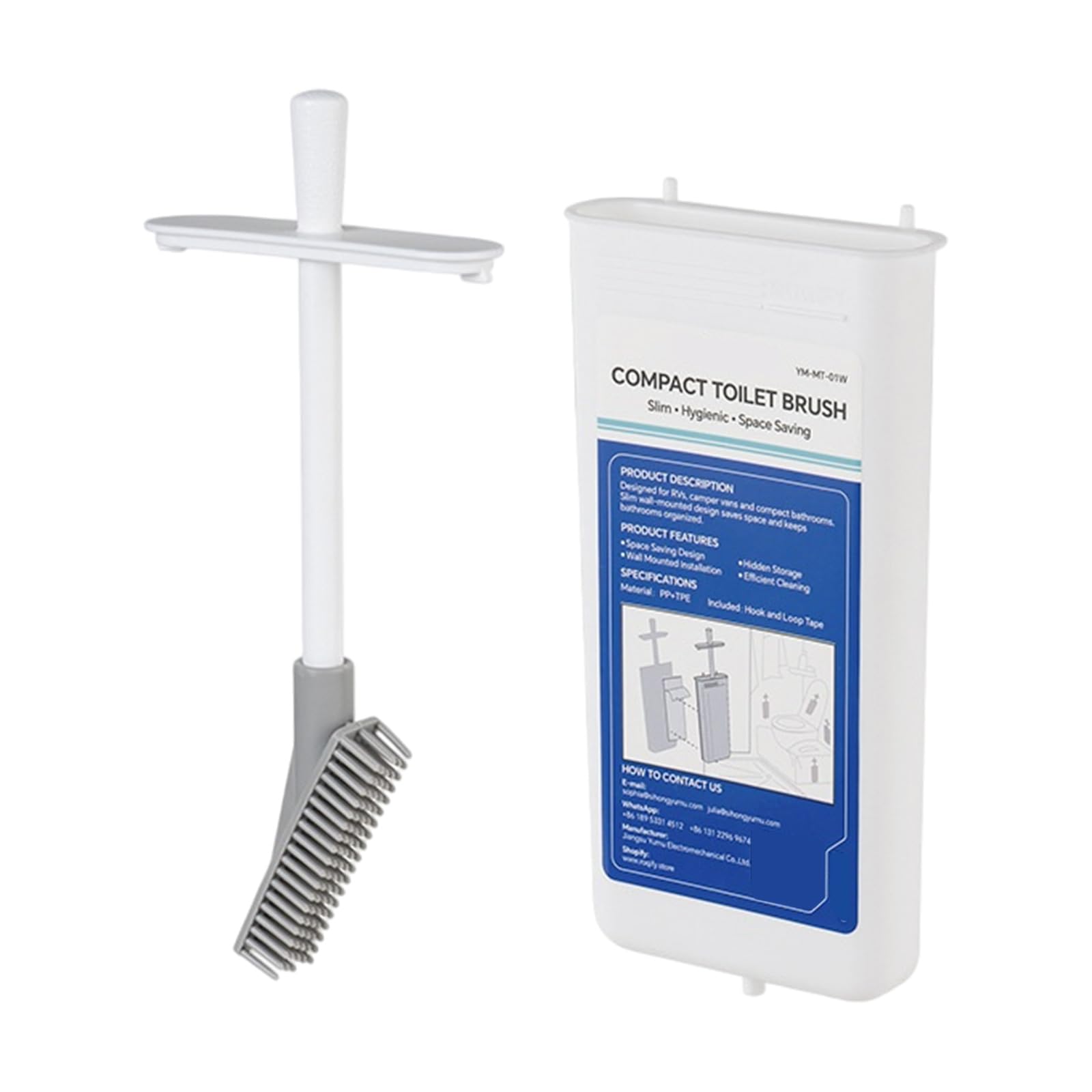 Plastics Toilet Brush and Holder Set Space Saving Wall Mounted Toilet Bowl Cleaner Small Bathroom Accessories Space Saving