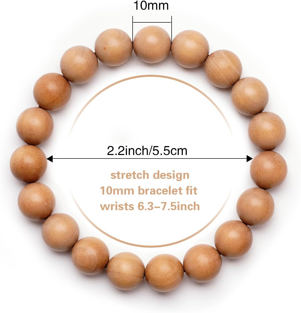 White Sandalwood Bracelet - Authentic India Mysore Sandalwood Beads Handcrafted, Soothing Aromatic Wood Bracelet for Buddhist, Meditation, Prayer, and Daily Wear, Gift for Men and Women - Image 7