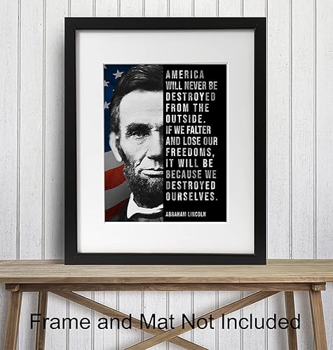 Miniatura 3 de Abe Lincoln - Abraham Lincoln Poster, 8x10 - American Flag Wall Decor - Patriotic Wall Decor - USA Art - Positive Inspirational Quotes - American