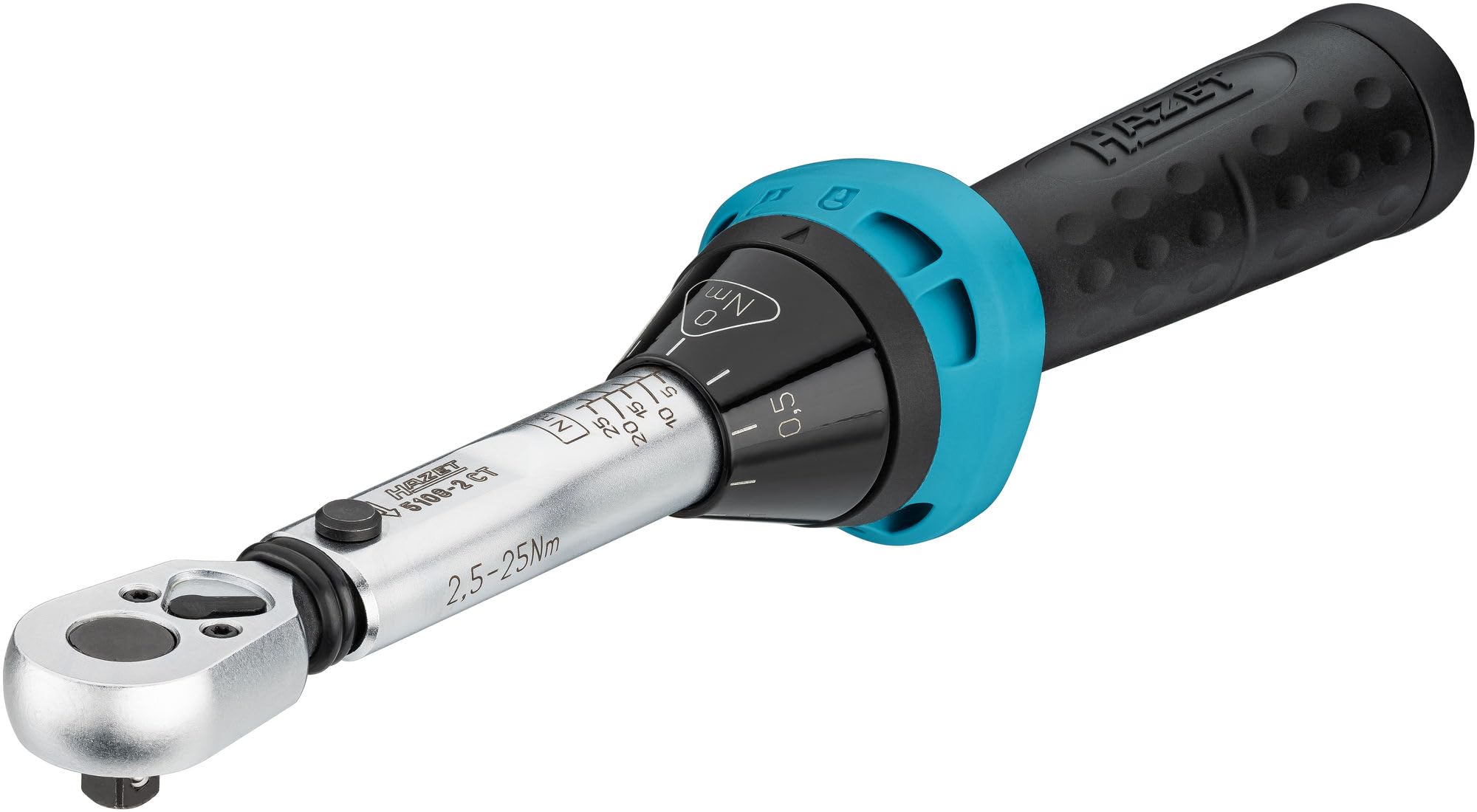 Llave dinamométrica HAZET 5108-2CT para bicicletas I Salida: cuadrada 6,3 mm 1/4 pulgada, tolerancia: 4%, 2,5-25 Nm, graduación fina I Carraca reversible, para bicicletas 232 mm