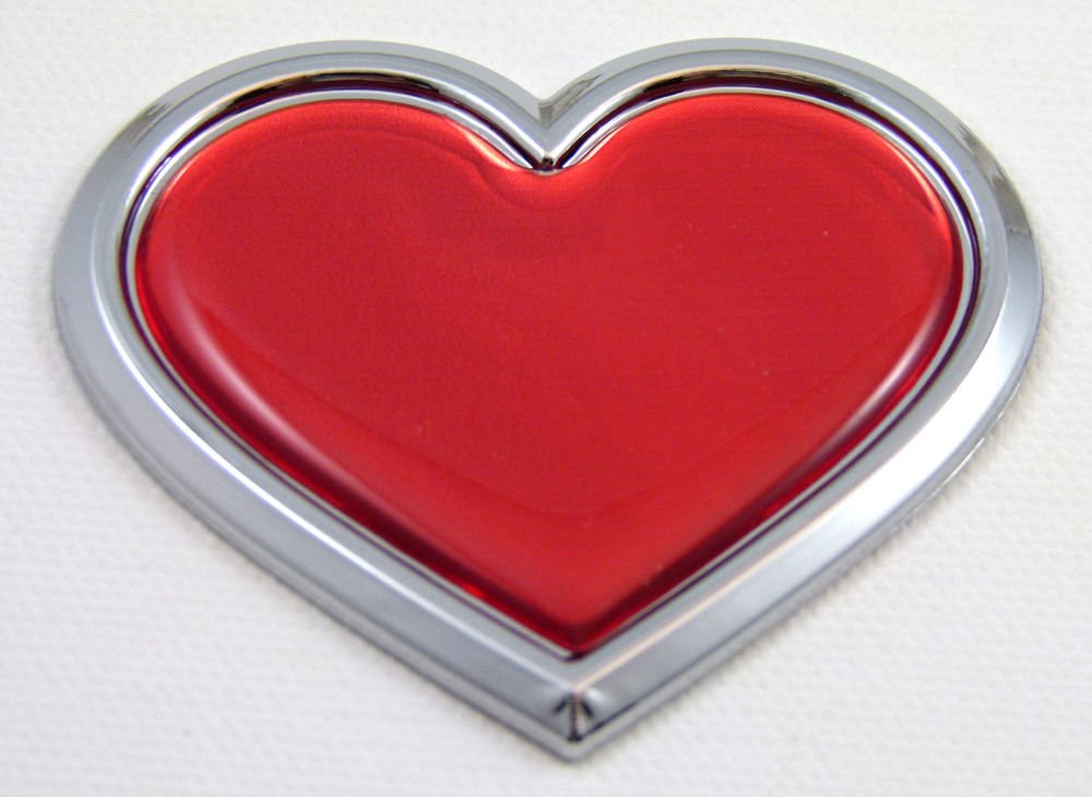 Car Chrome Decals CBHRT-RED Chrome with Red Heart Chrome Emblem Car Decal 3D Sticker Badge Bumper