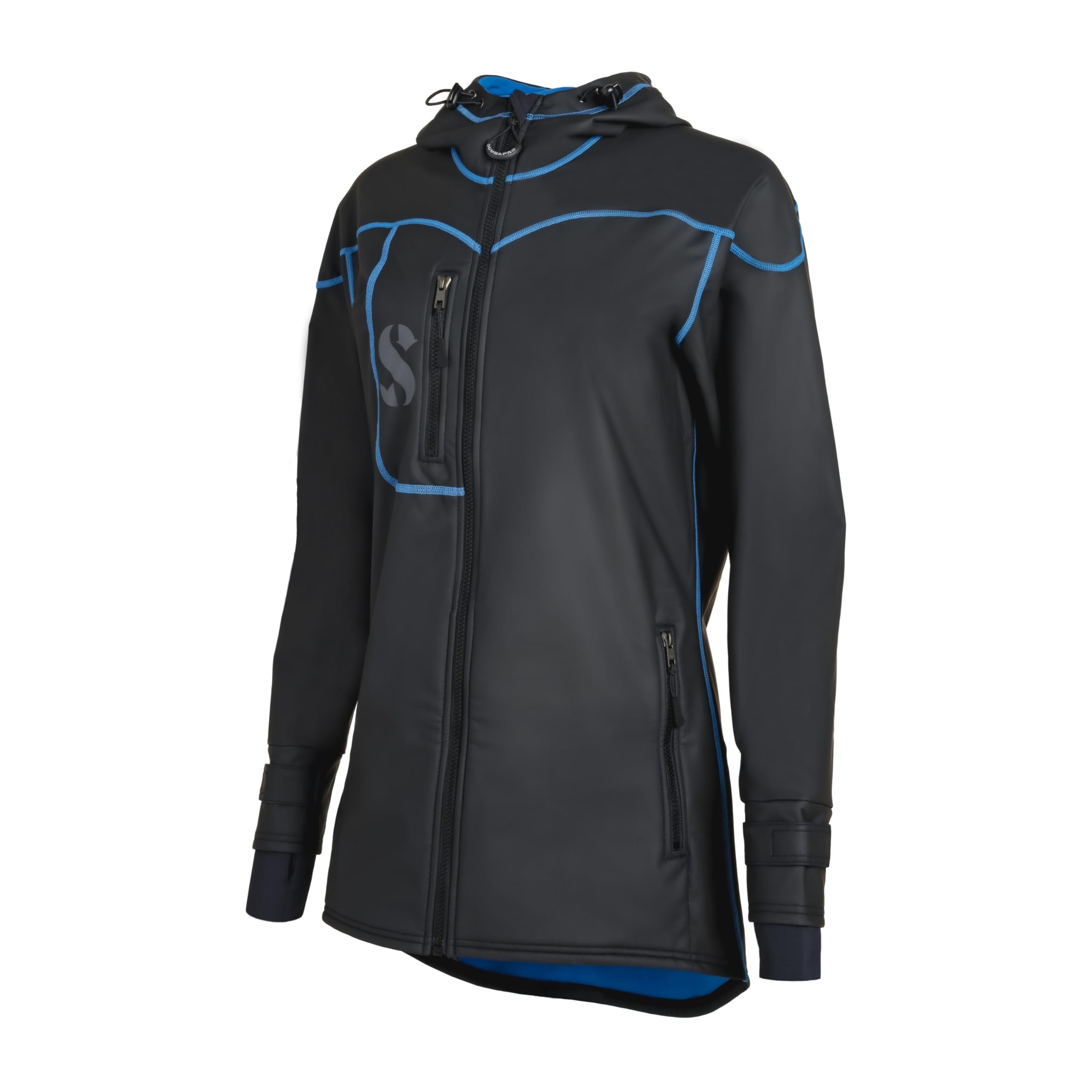 SCUBAPRO Women's Cruise Coat with Fleece Lining, Windproof and Water Resistant Jacket for Watersports, Medium, Blue