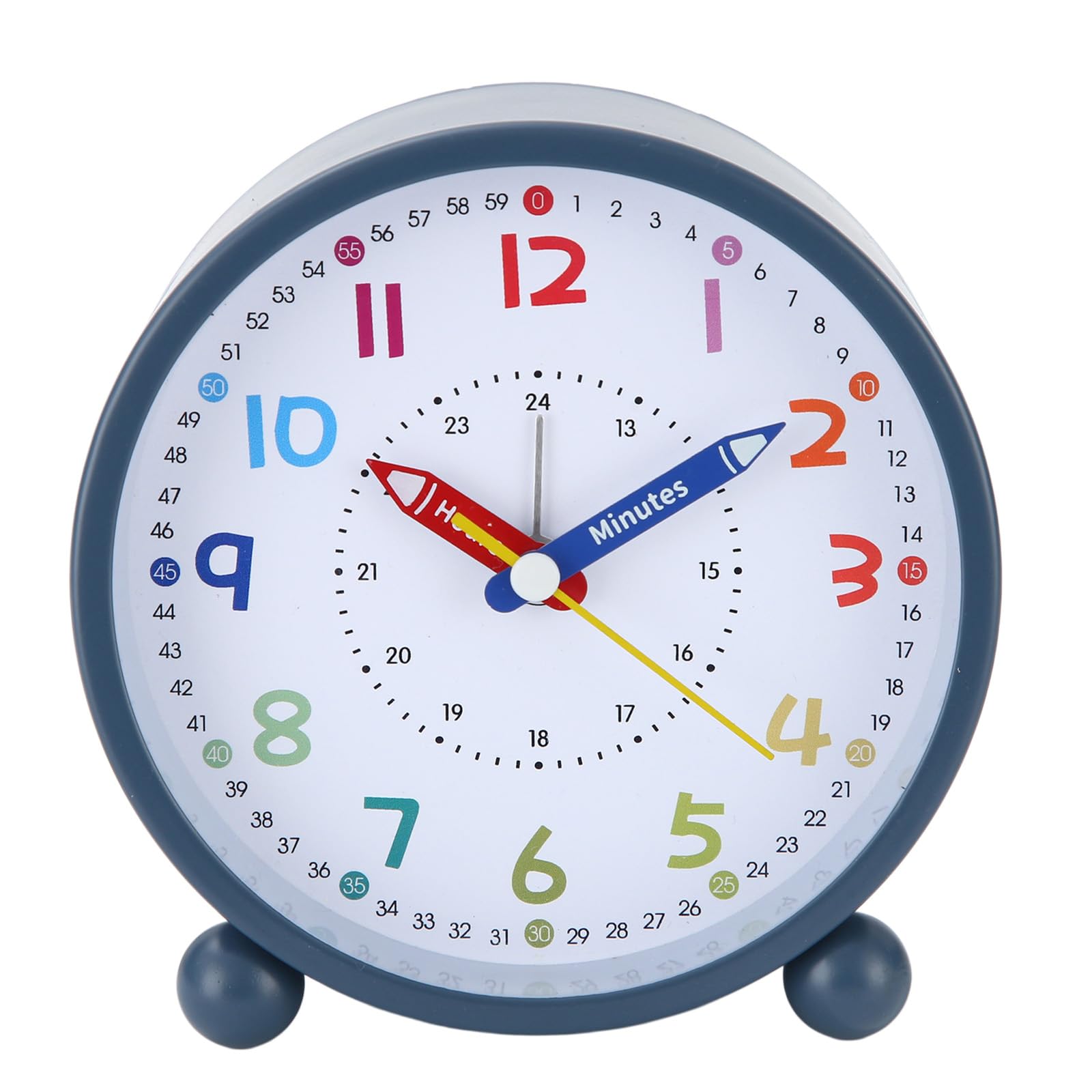 hogtnd Kids Educational Analog Alarm Clock with Large Display and Nightlight Battery Operated for Bedsides and Study Area Quiet Alarm Clock