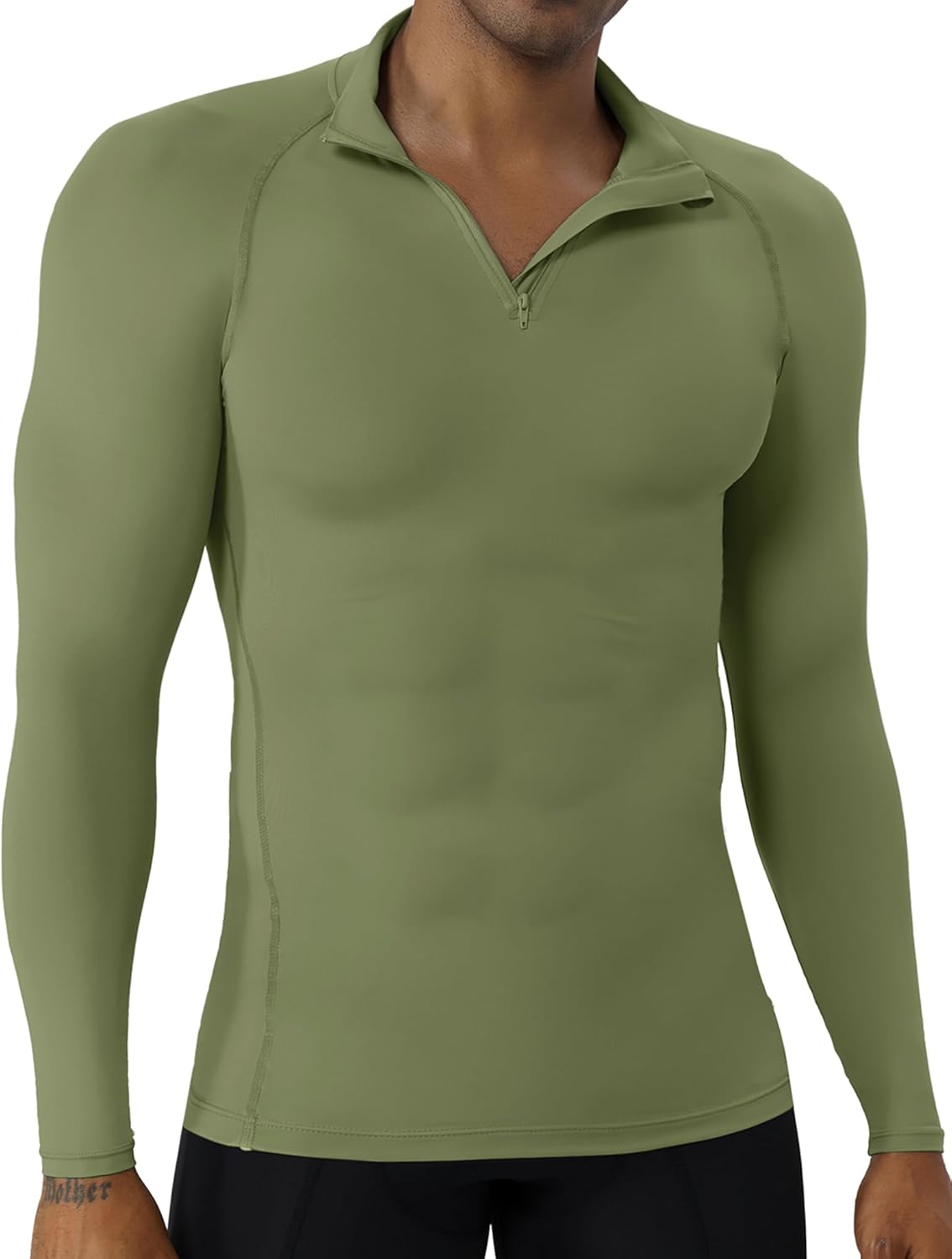 SPVISE Quarter Zip Workout Pullover Men Dry Fit Long Sleeve Compression Tee Mock Neck 1/4 Zip Mens Sweatshirt Sport Baselayer
