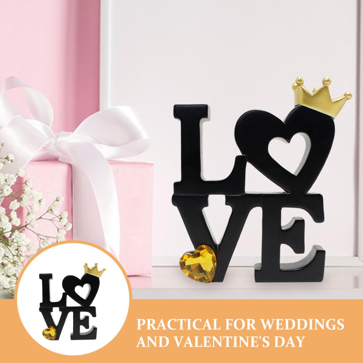 CALLARON Letras Decorativas de Madera Love para Decoración Rústica en Mesas de Cocina y Salón, Adorno Independiente para Eventos y Hogar