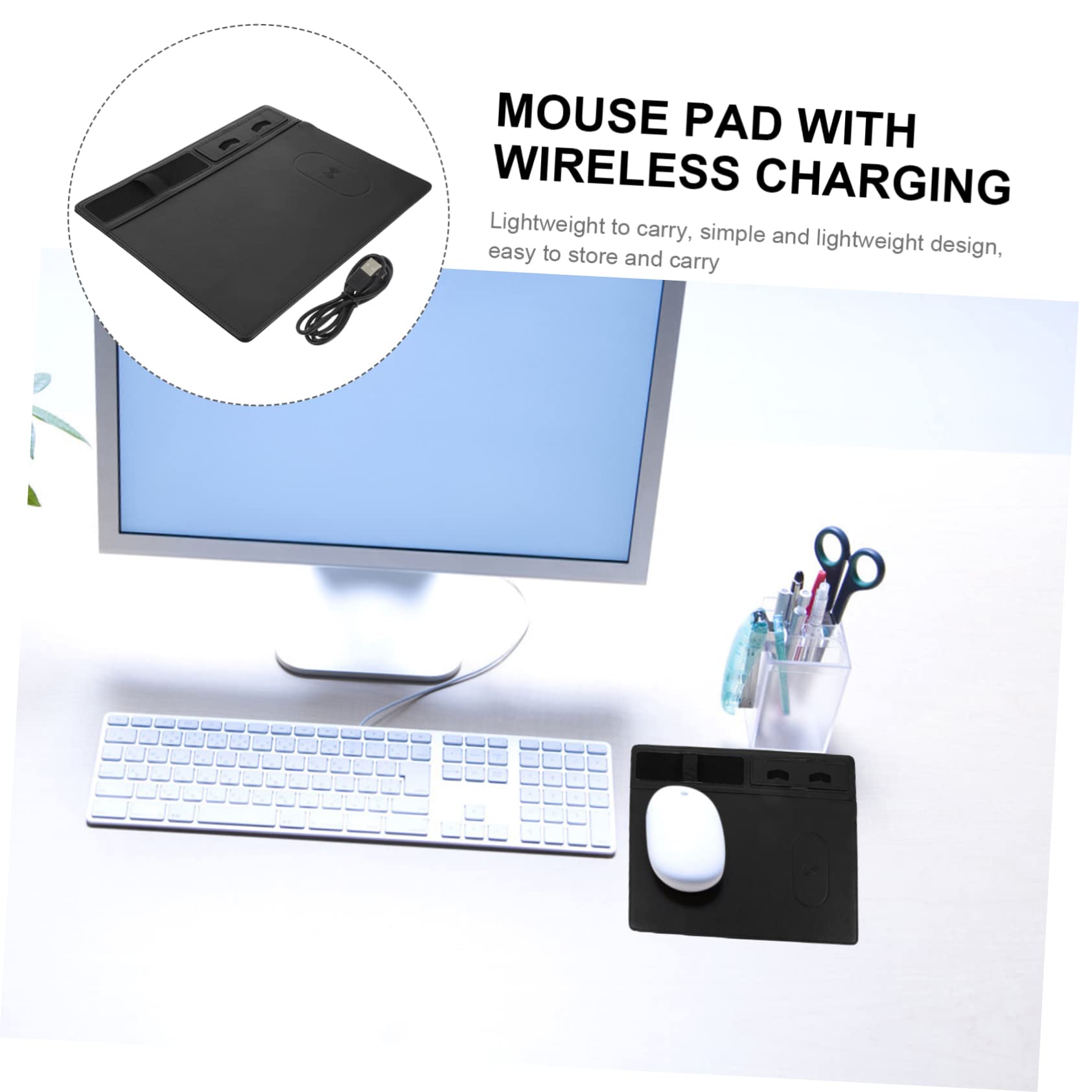 Ciieeo Tappetino per Mouse Wireless 15w in Pu, Anti-spruzzo