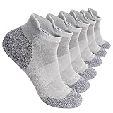 VWELL アスレチック ランニング アンクルソックス メンズ レディース クッション入り ローカット まめ防止 通気性 スポーツ タブソックス 6足組, Gentleman Grey, Medium