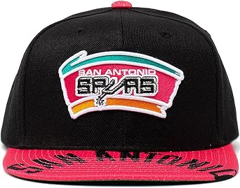 Mitchell & Ness San Antonio Spurs Retro SNAP Shot Snapback NBA Adjustable Hat - Black/Pink/Teal