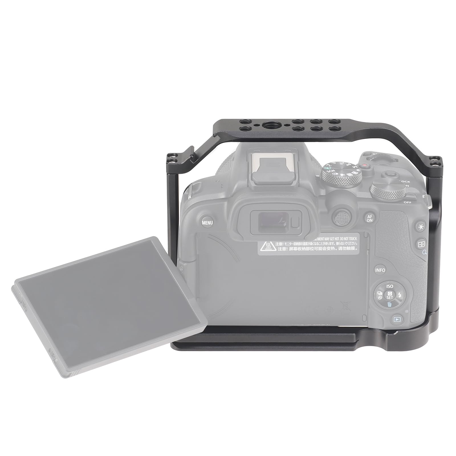 FOTGA Jaula de cámara para cámara Canon EOS R10, aleación de aluminio de aluminio Vlogging Vlogging, riel integrado de la OTAN, zapata fría de 1/4" 3/8" y placa de liberación rápida para Arca Swiss