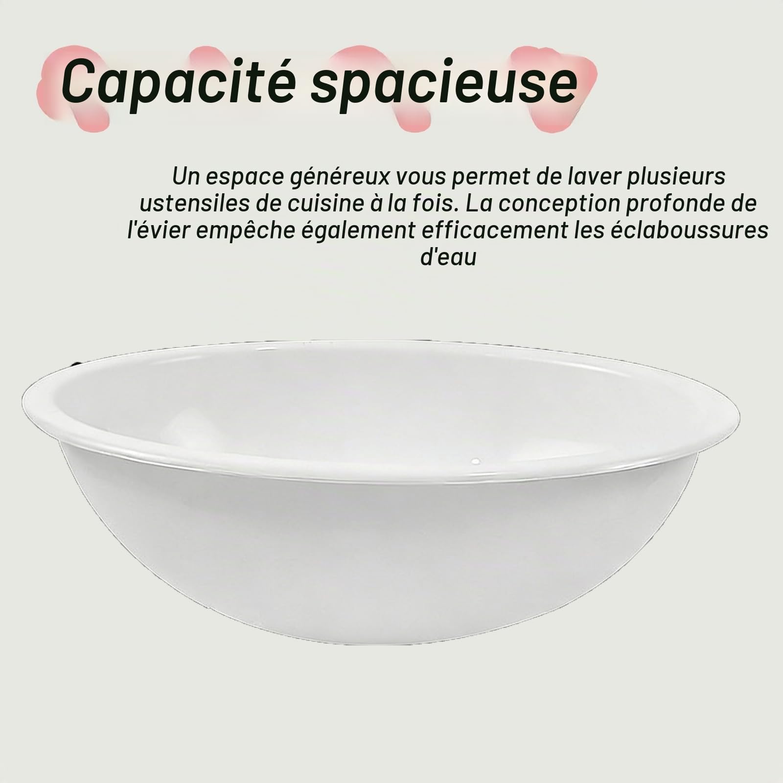 Evier Camping Car, Ovale Lavabo Cuisine en Plastique avec Sortie D'évacuation, Bol Unique Évier, Evier Van Aménagé pour Caravane et Camping Car