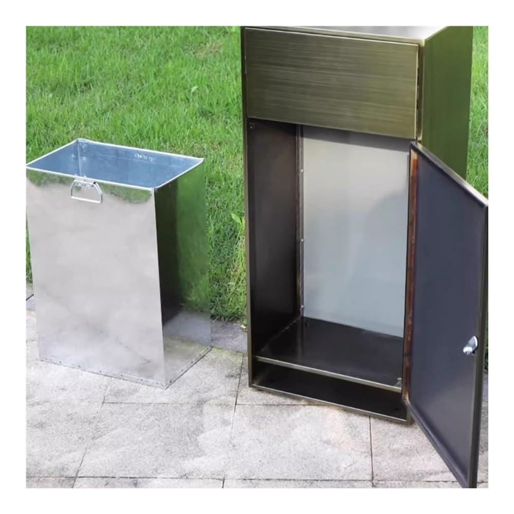 Outdoor Trash Can, Rubbish Bin Stainless Steel Trash Can for Outdoor Garden Common Places