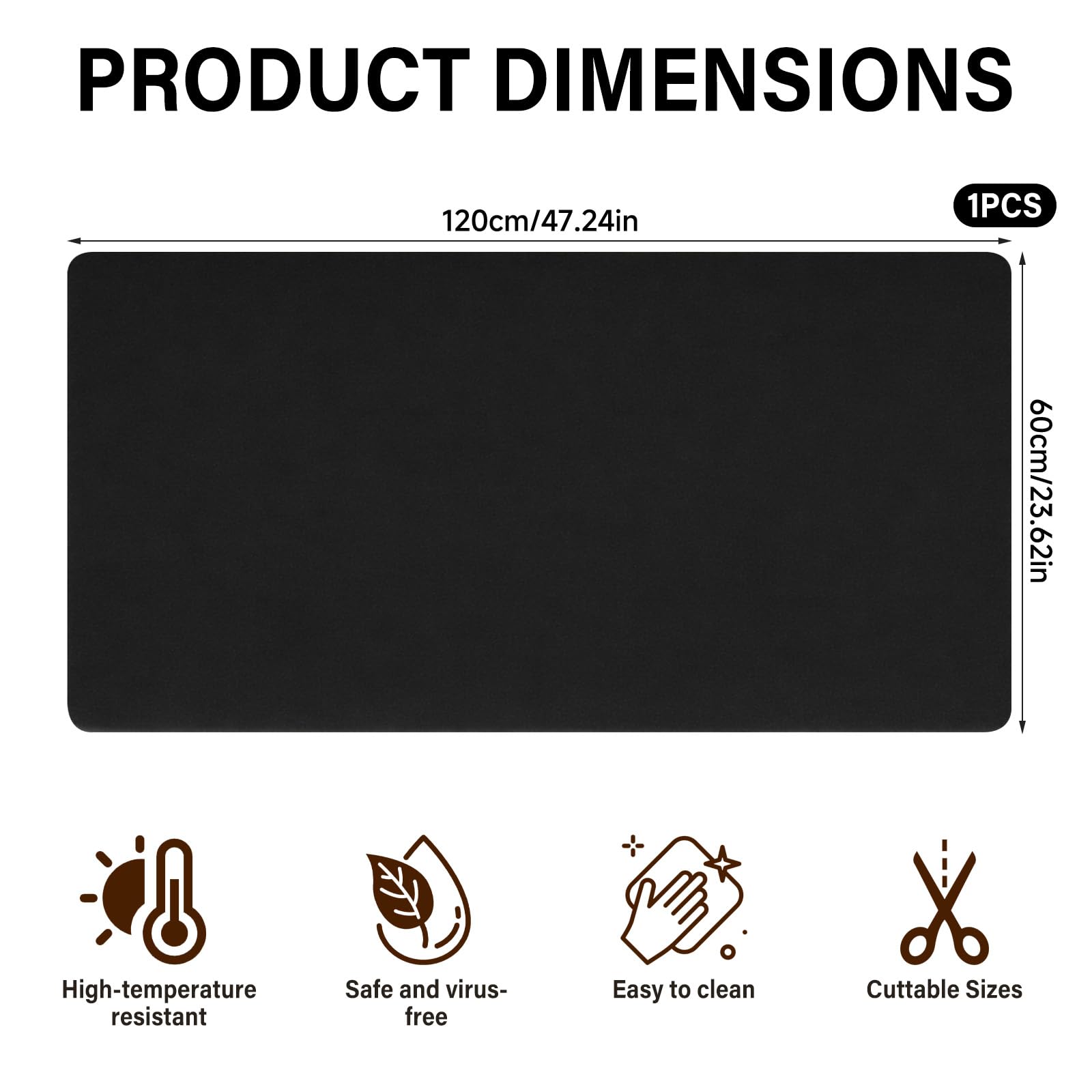 Silikonmatte Groß für Küche XXXL 120x60cm, Dicke 2mm Hitzebeständige Bastelunterlage, Rutschfeste Silikon Unterlage Arbeitsunterlage Malunterlage Silikon Matte für Küche, Basteln, Werkbank