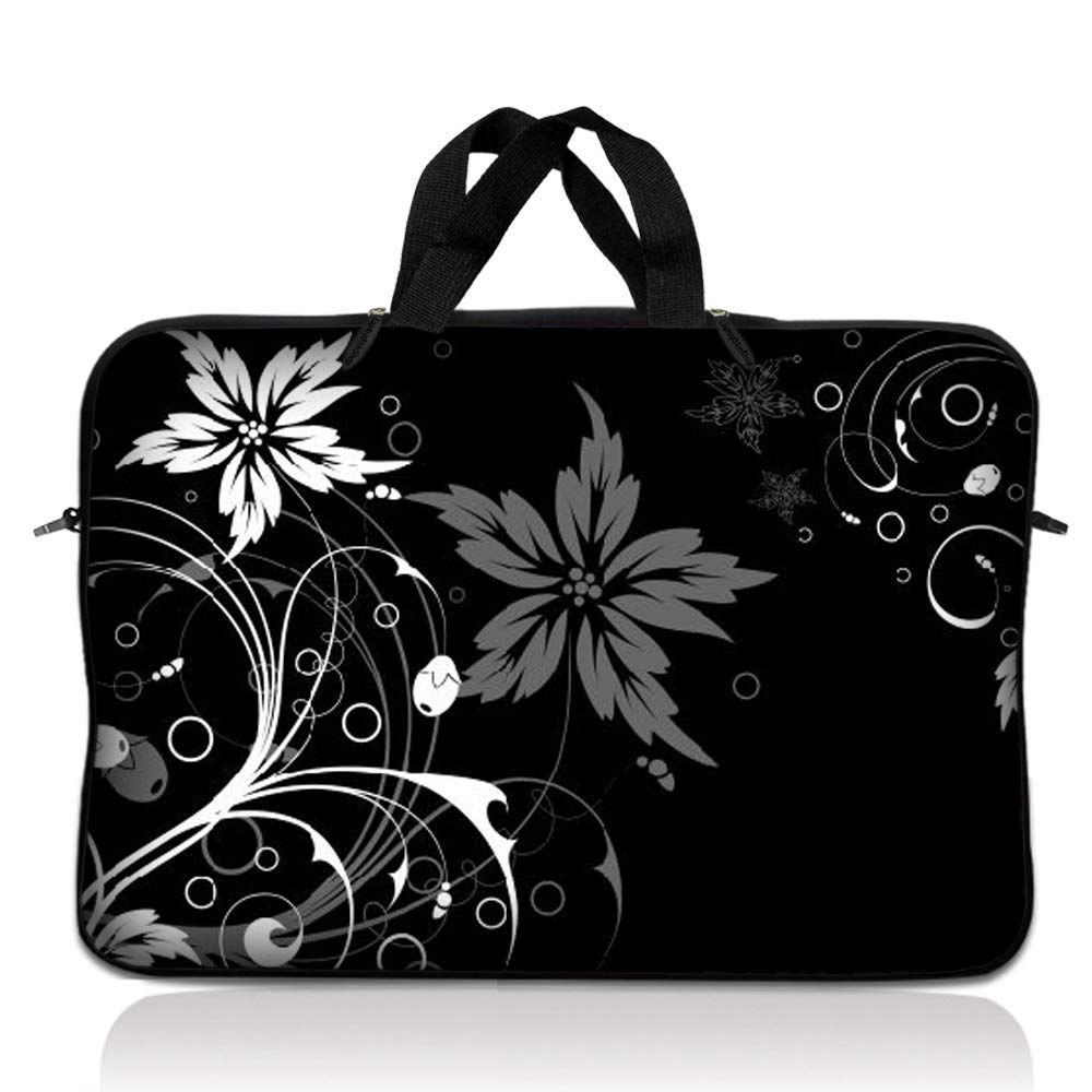 LSS 12.3 inch Laptop Sleeve Bag Carrying Case Pouch with Handle for 11" 11.6" 12" Acer, Asus, Dell, Hp, Sony, Toshiba, Pink Plumeria Flower — view 11