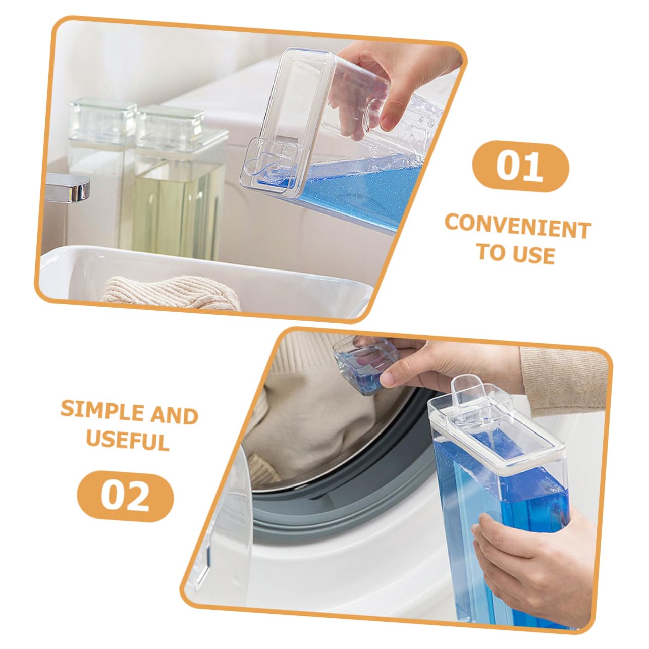 Contenitore 2 Polvere per Lavatrice Detersivo Pezzi in Pet | Grande Capacità, Tappo Ermetico, Riutilizzabile, Formato Compatto, per Ricarica e Deposito Domestico