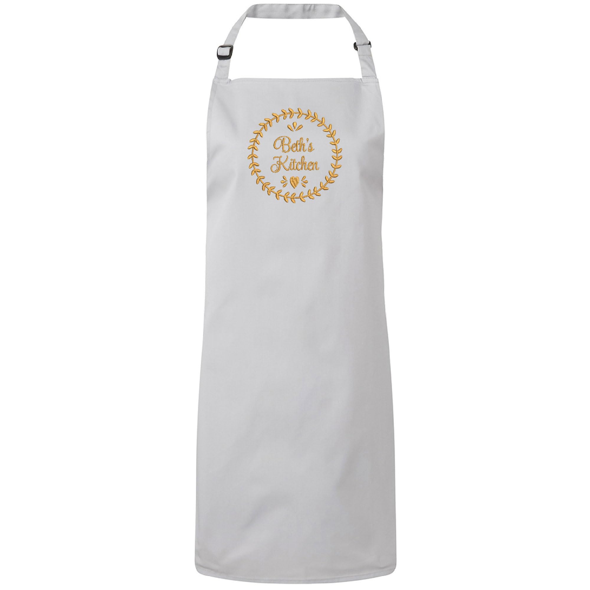 Personalised Embroidered Apron Ladies Apron/Baking Apron/kitchen Apron/Mother's Day Gift/Birthday Gift 15 Colours Avalable (Silver)