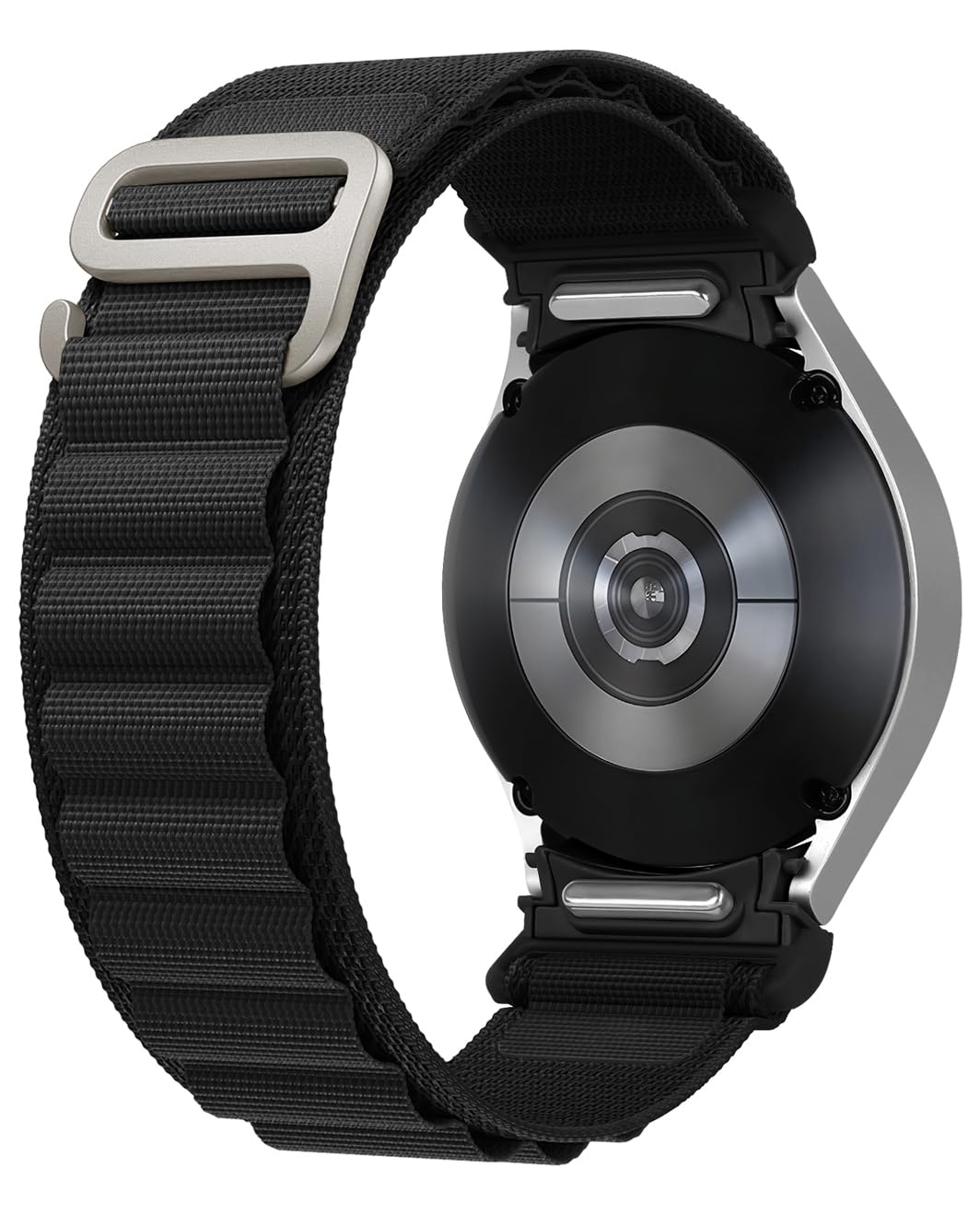 One Click No Gap Alpine Loop Band for Samsung Galaxy Watch 6 5 4 40mm 44mm 42mm 46mm 43mm 5 Pro 45mm Band Rugged Woven Loop Band G?Hook Nylon Sport Band for Galaxy Watch 6 5 4 Men Women,Black