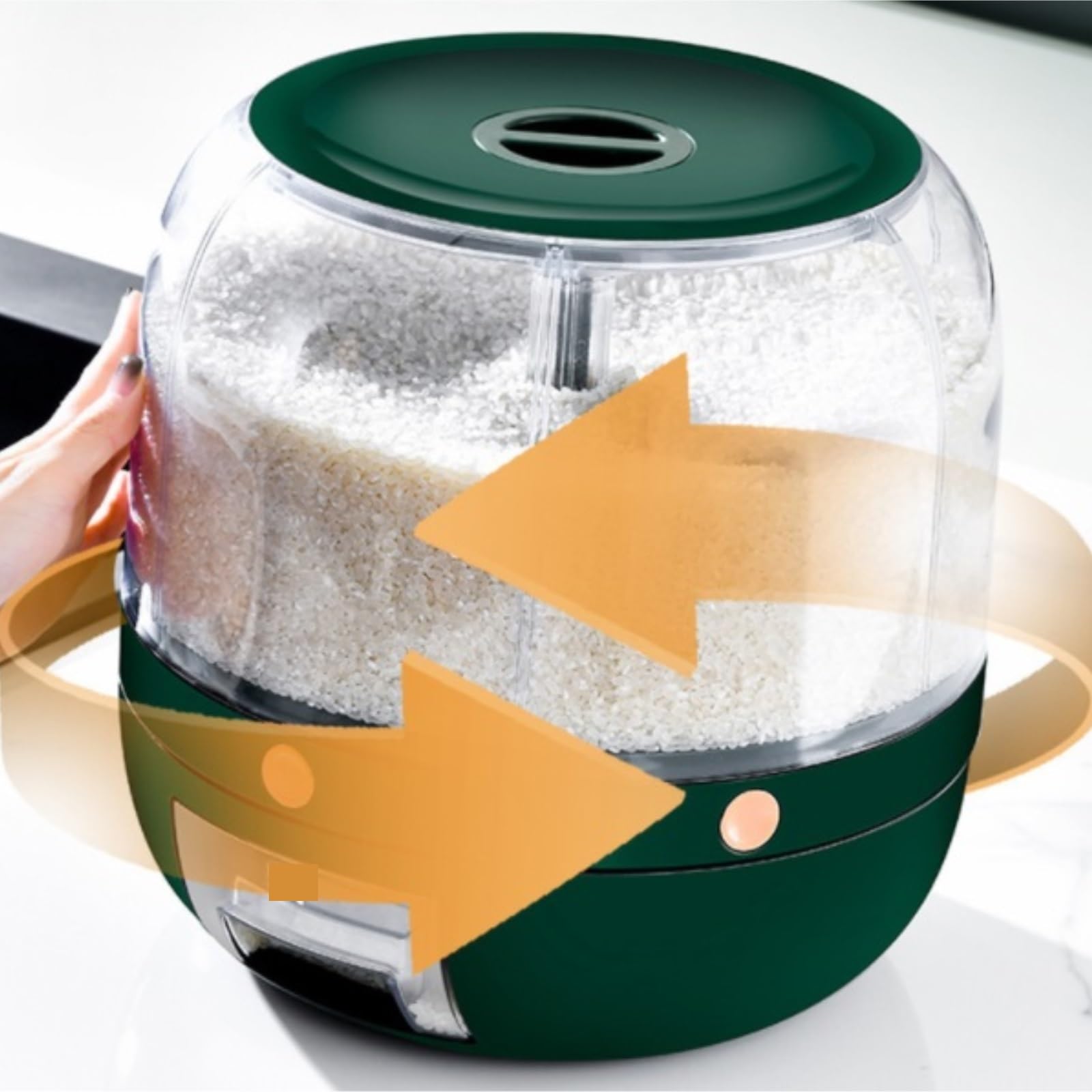 Dispenser Cereali da Colazione Distributore Rotante per Cereali Distributore di Cibo Secco per Cereali da Cucina per Chicchi Piccoli Fagioli Riso Contenitore Cereali(White)