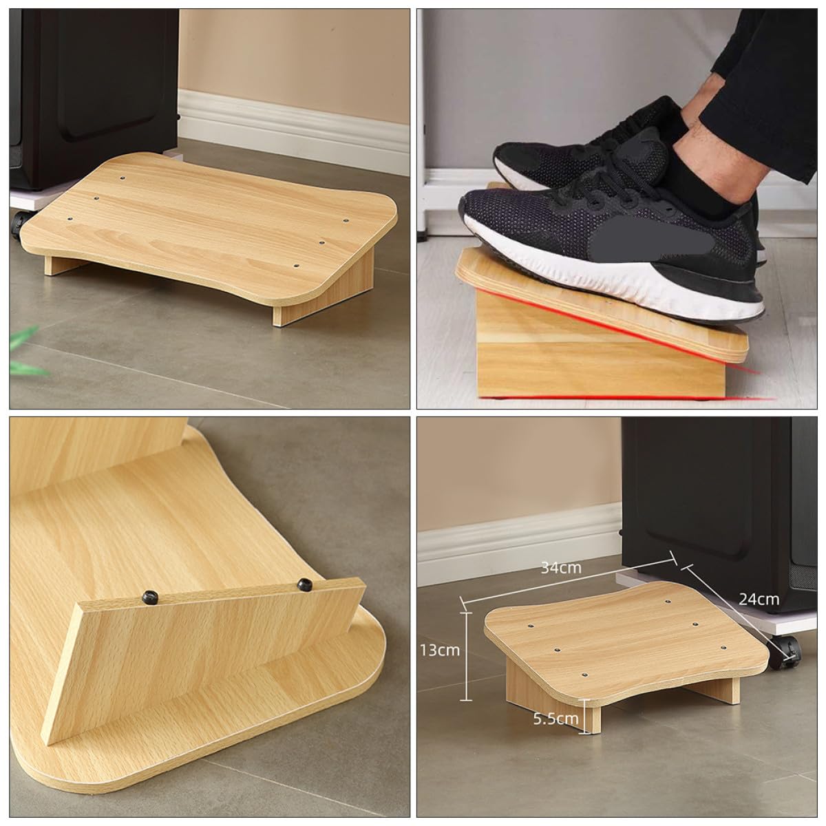 Uonlytech Reposapiés para Escritorio de Oficina Portátil y Fácil de Almacenar, Taburete Ergonómico de Material Sintético Adecuado para Uso en Casa y Oficina
