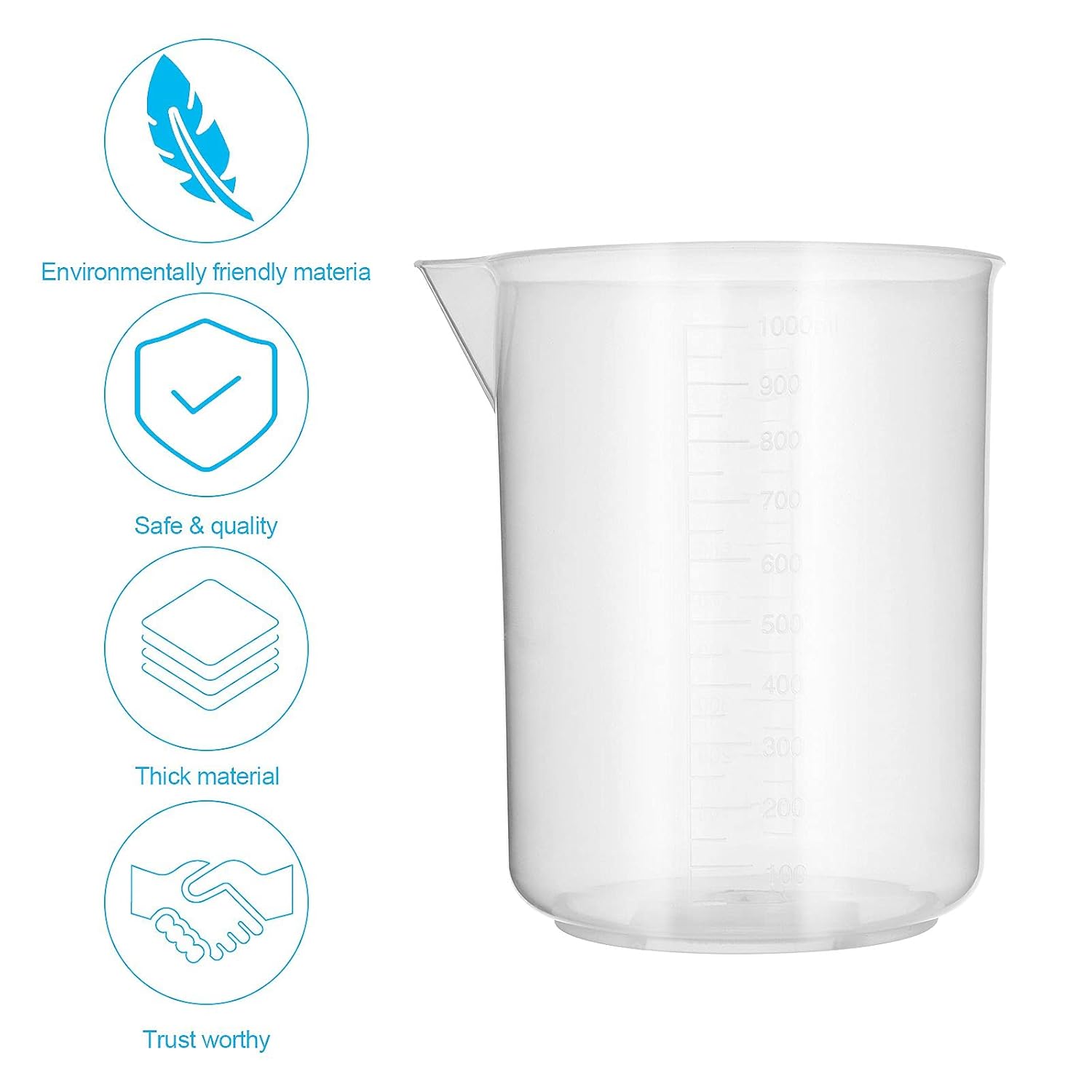 18 Pack Plastic Beakers, 1000 ml Graduations, Premium Polypropylene, Plastic Graduated Measuring Cups for Science Lab Equipment, Home Experiment, School Teaching Supplies Transparent: Industrial & Scientific
