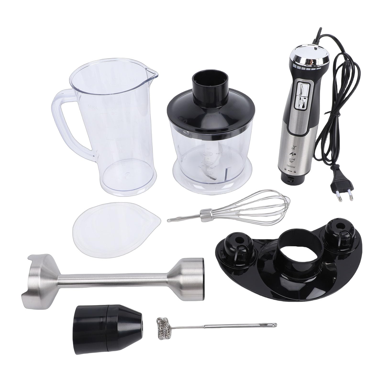 Annadue Ręczny Blender z Robotem Kuchennym, trzepaczką do Jajek, miarką, Mocnym Mikserem Ręcznym do Kuchni, Wielofunkcyjnym Mikserem Ręcznym, Ekspresem Smoothie (wtyczka UE 220-240v)