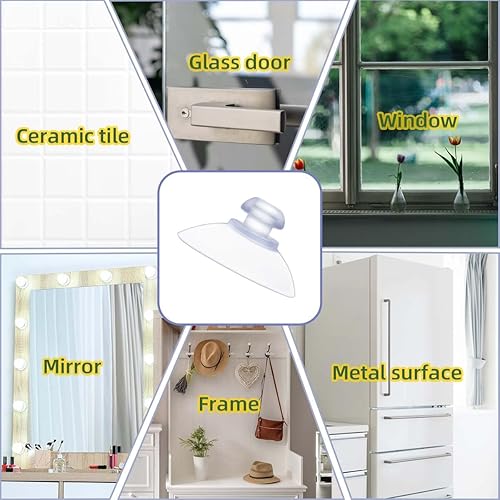 Miniatura 7 de Paquete de 20 ventosas para ventosas de plástico de vidrio, ventosas de plástico de PVC transparente con ganchos para mesa de vidrio, almohadilla