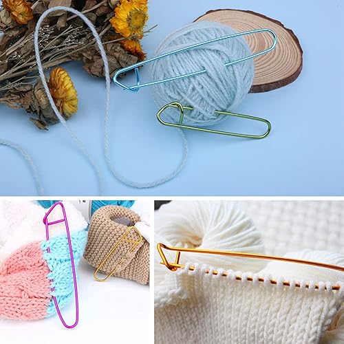 Vista 28 de JUPEAN Accesorios completos para tejer, kit de suministros para tejer con marcadores de puntada, agujas de coser de plástico, agujas de cable