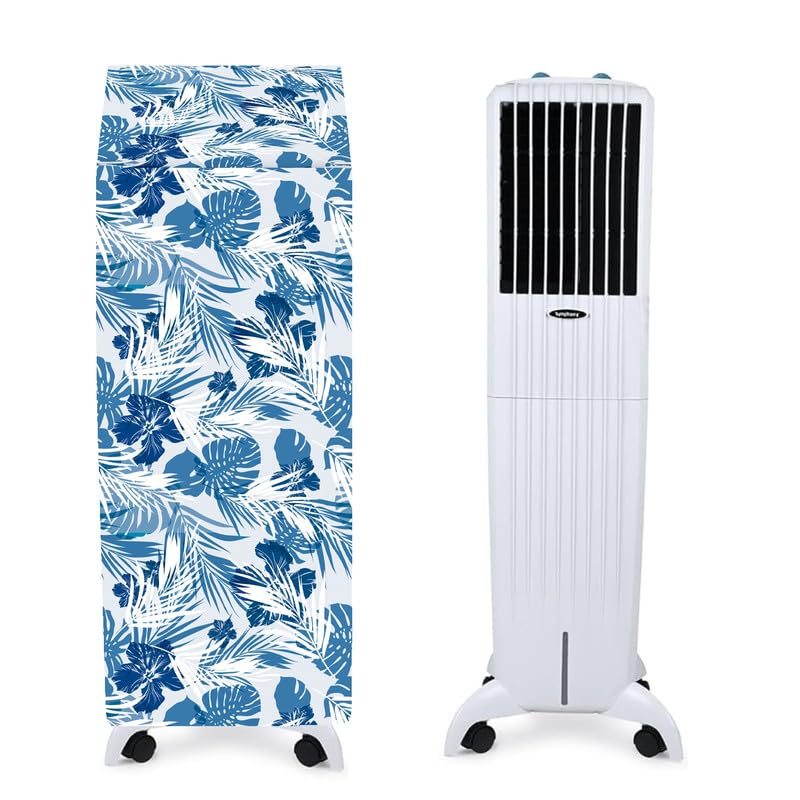 Image of Cooler Cover Compatible for Symphony Diet 50i 50-Litres Air Cooler Waterproof, Dustproof, Size (HxWxD) 134.62X47X39.37 Cm, White Blue.