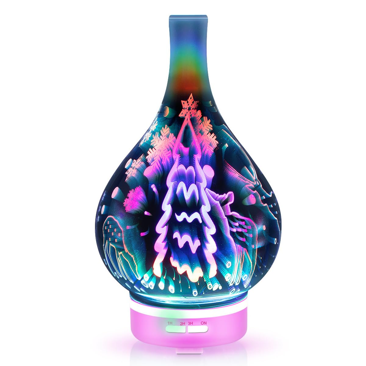 Dyfuzor olejków eterycznych o pojemności 120 ml, ultradźwiękowy dyfuzor do aromaterapii ze szkła 3D, dyfuzor zapachowy Cool Mist, cichy nawilżacz, do spania, jogi, pracy w biurze, odpoczynku w spa A
