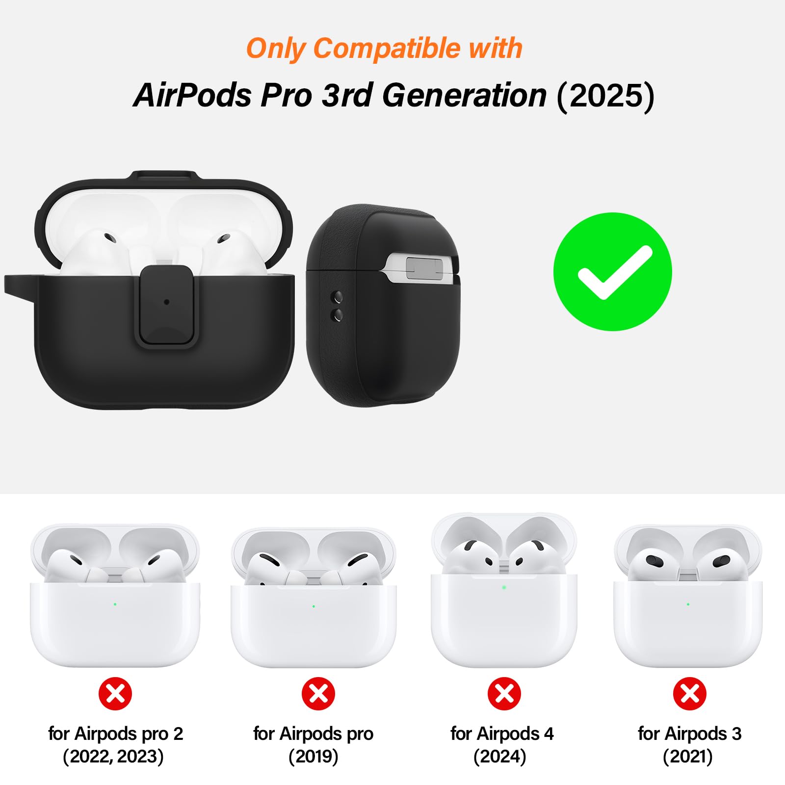 Amazon | ZZDZZ AirPods Pro 3用ケース、セキュリティロック付き