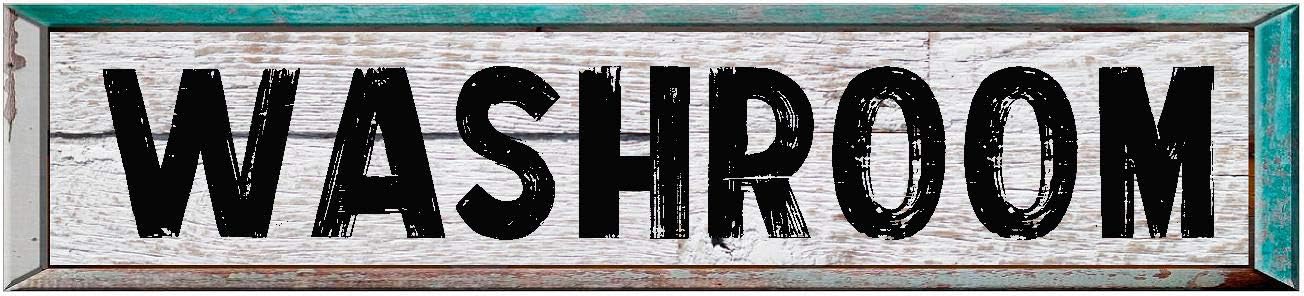 WASHROOM 8" Rectangle White Washed Weathered Painted Wood Rustic Look Magnet for use on Any Steel Surface