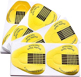 200 Pieces Acrylic Nail Forms, Gold Horseshoe Nail Extension Forms, Self-Ddhesive Dual Forms for Polygel Nail Tips Guide, Gel Nail Stickers for Poly Gel/Extension/Acrylic Nail Molds Builder, Polygel Nail Forms for Salon
